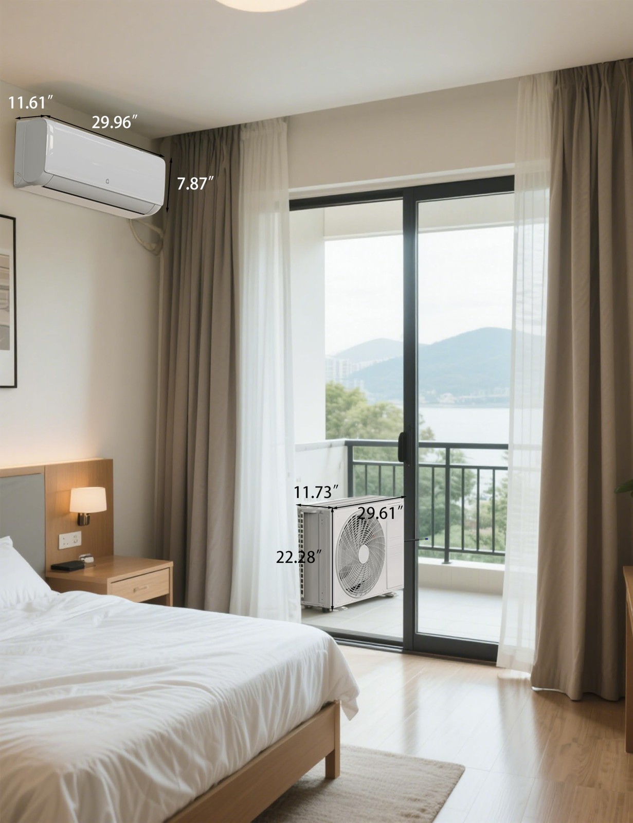 12000 BTU Mini Split Air Conditioner W/ Heat Pump 22 SEER2 Compatible with Alexa