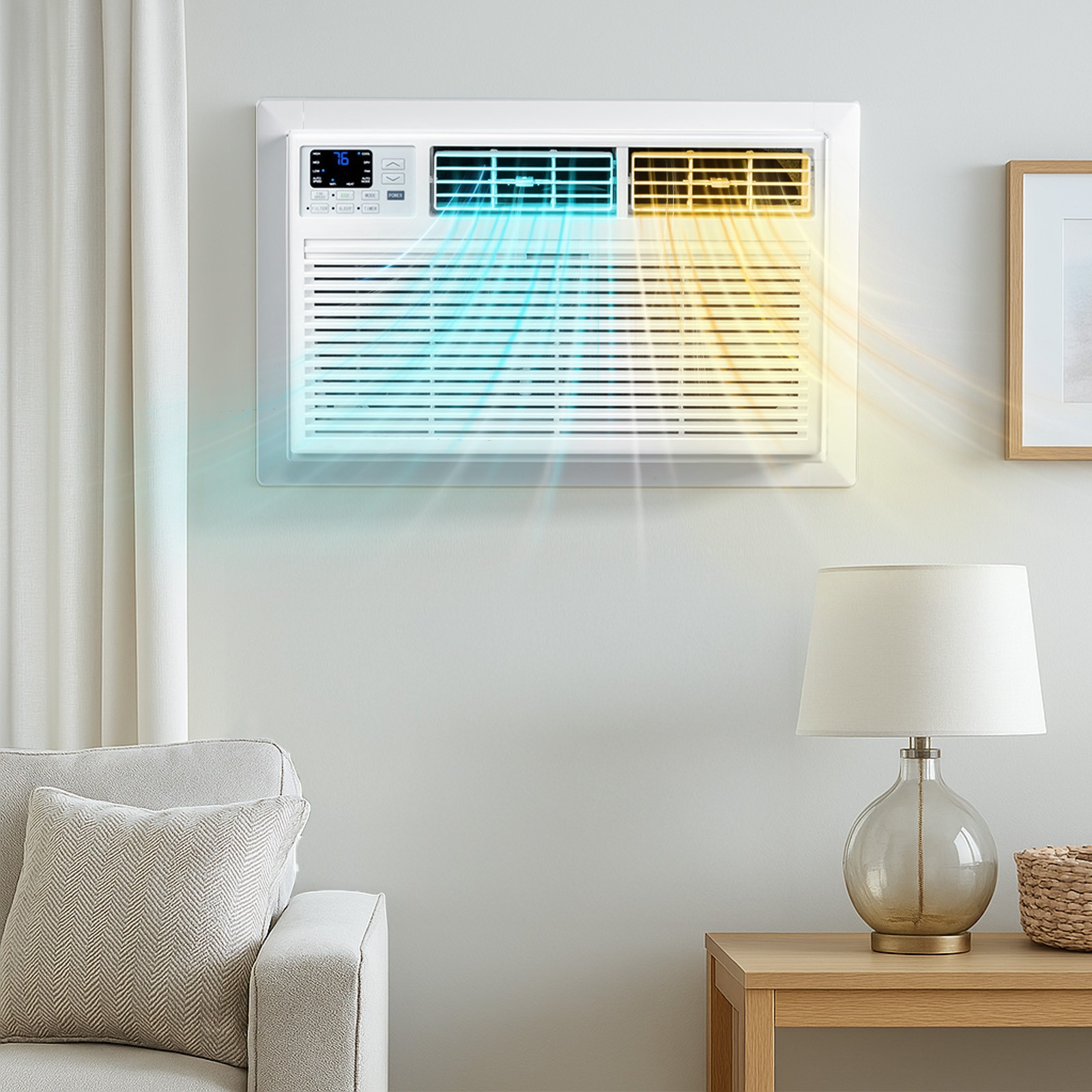 8000 BTU 5 in 1 Through-the-Wall Air Conditioner Cooling Heater Dehumidifier Fan