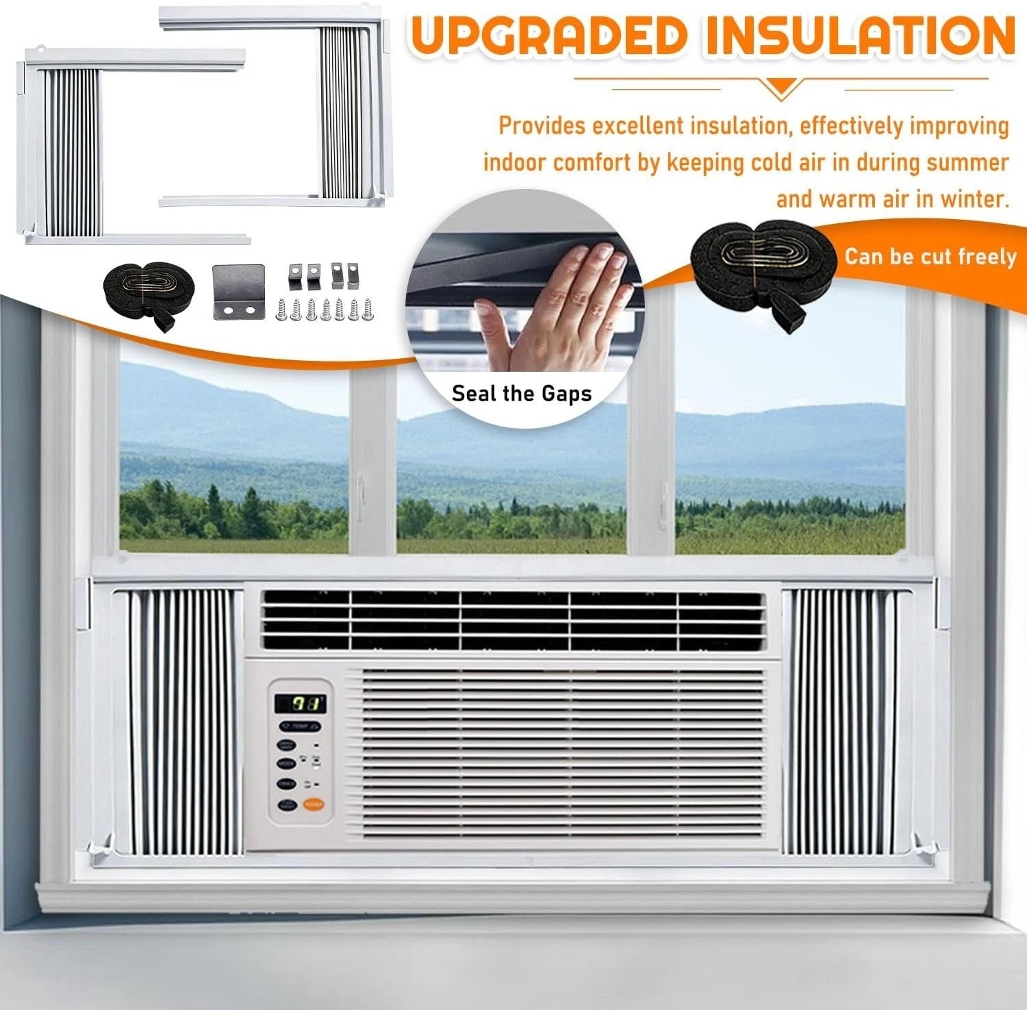 Window Air Conditioner Side Panel with Frame | Universal Window AC Accordion …