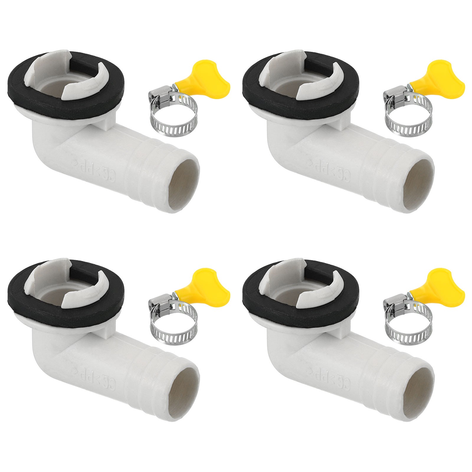 4pcs 15mm Air Conditioner Drain Hose Connector with Clamp, White Style10
