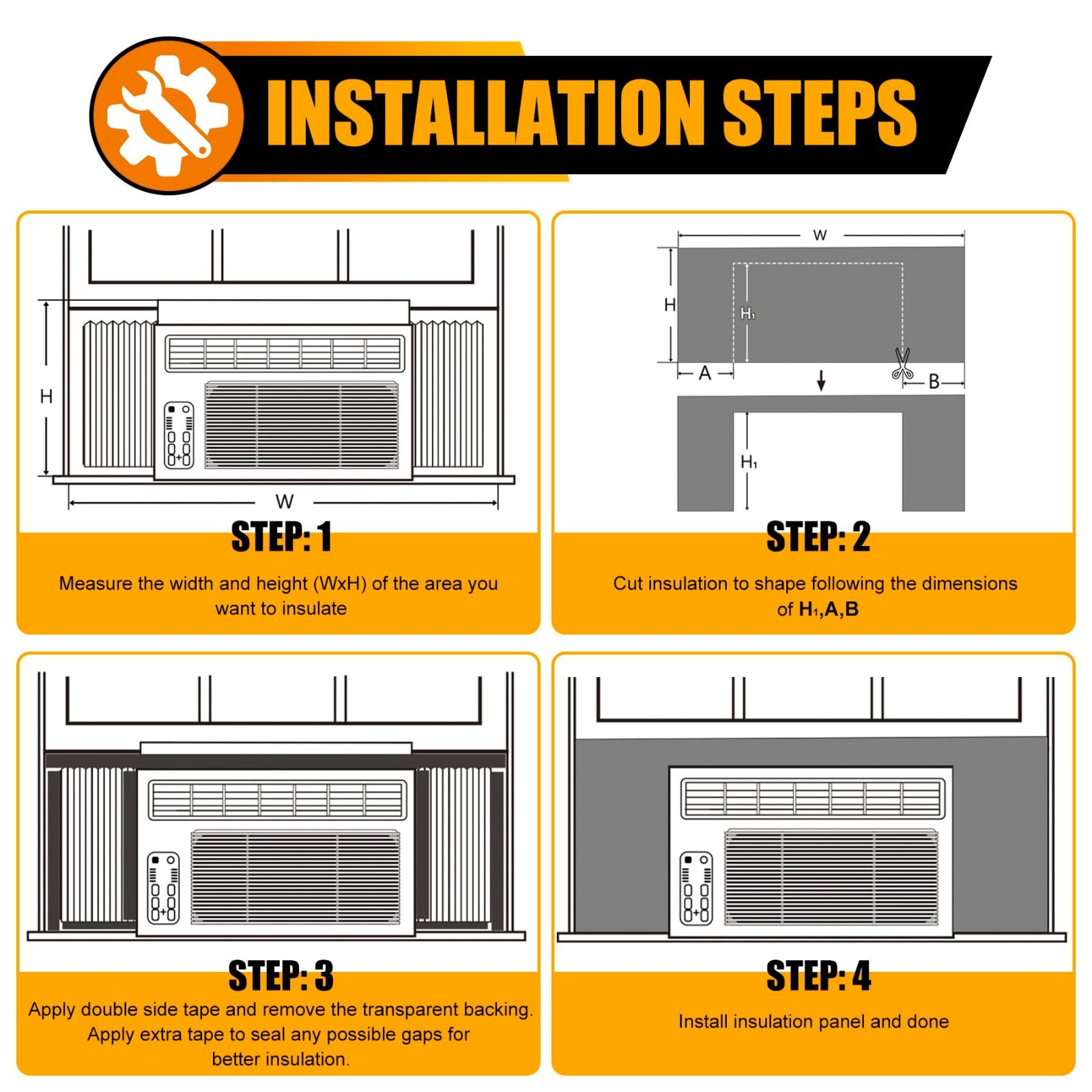 Window Air Conditioner Side Panels – Full Surround Foam Seal for Summer & Winter
