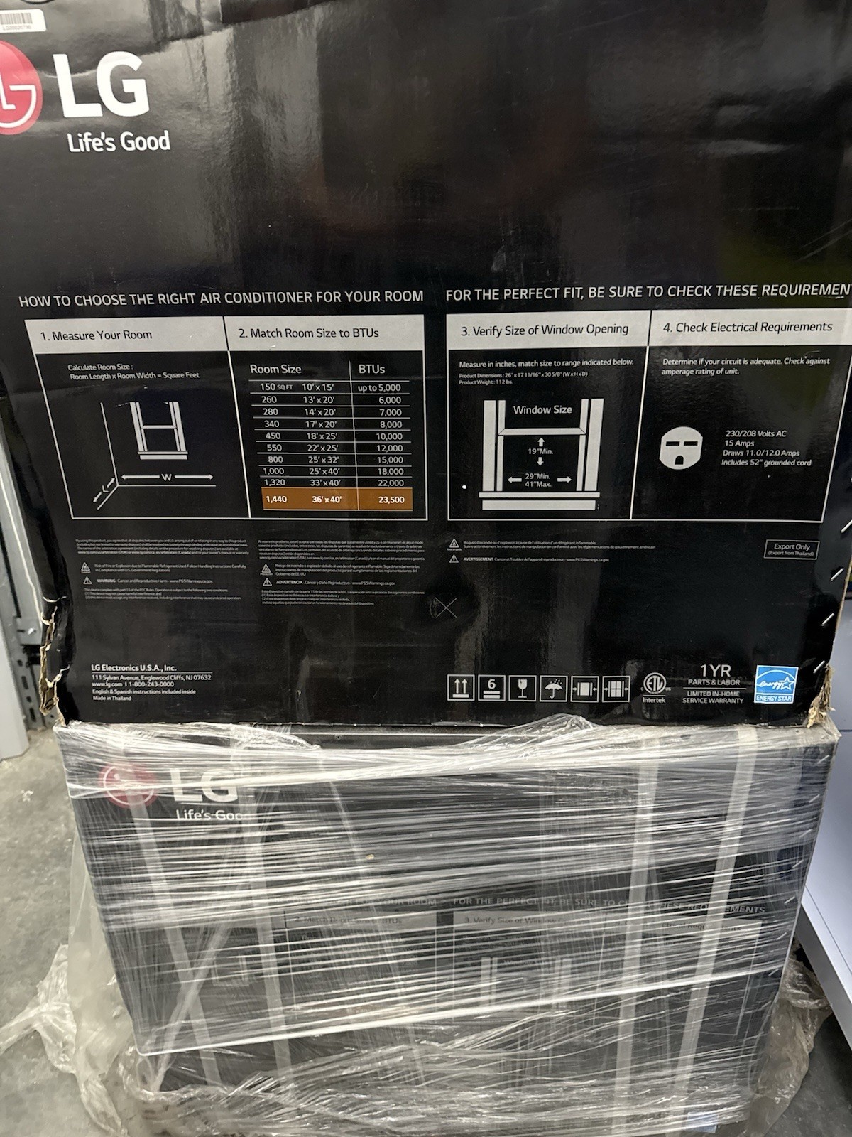 LG LW2422IVSM 23,500 BTU Window/Wall Dual Inverter Air Conditioner Wi-Fi