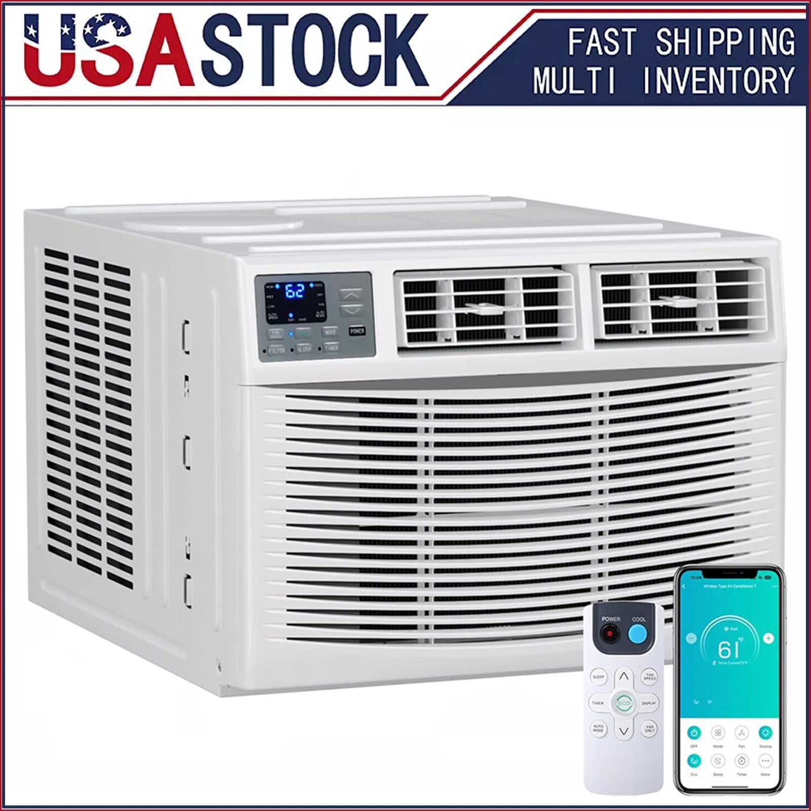 8000 BTU 115V Air Conditioner Window w/ Heat Window AC WIFI Remote App Control
