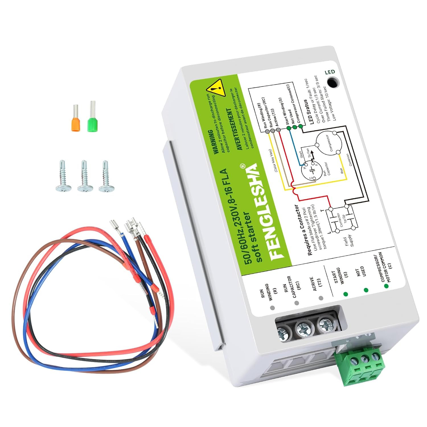 Air Conditioner Soft Start Module, 230V 08-16A, Works on 1.75-3.5 Ton AC, Protec