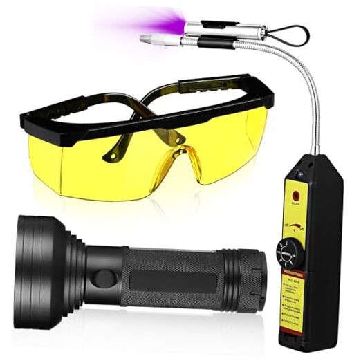 Glooglitter Ac Leak Detector Kit Tool Wjl-6000 68 LED Uv Flashlight Yellow