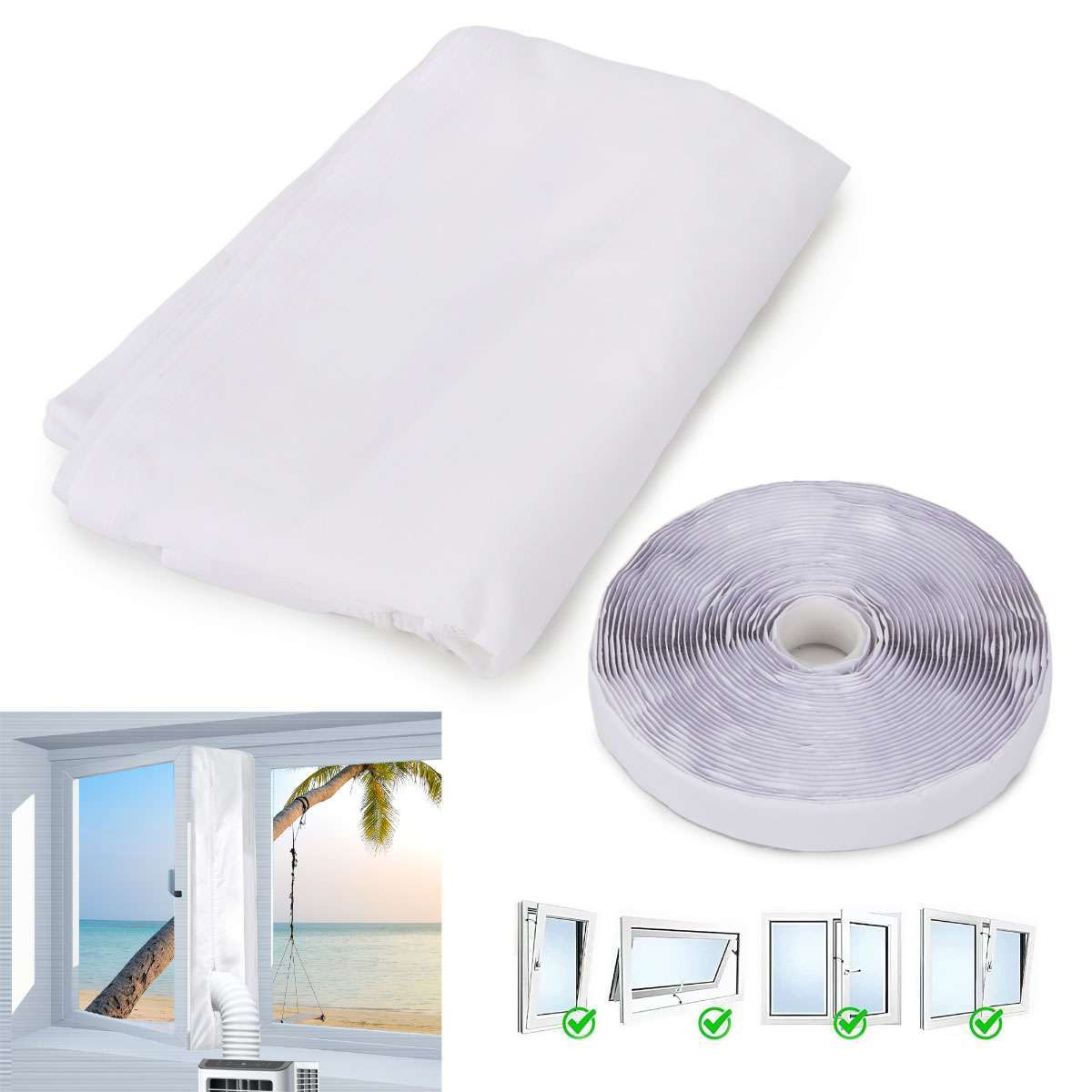13Ft 10Ft Portable AC Window Seal Kit Universal for Mobile Air Conditioner Unit