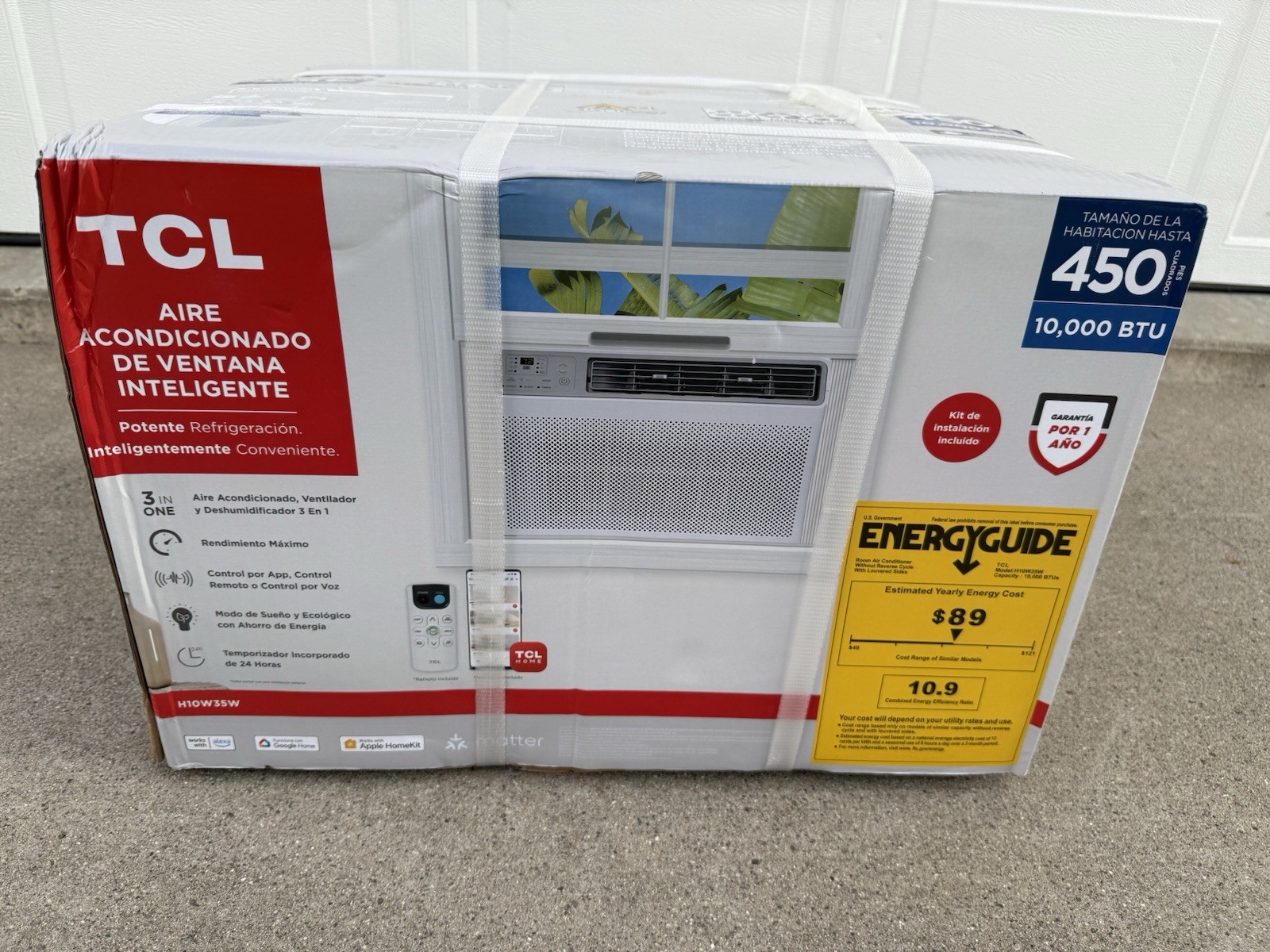 TCL H10W35W 10000 BTU Smart Window Air Conditioner with Remote 450 Sq. Ft. NEW