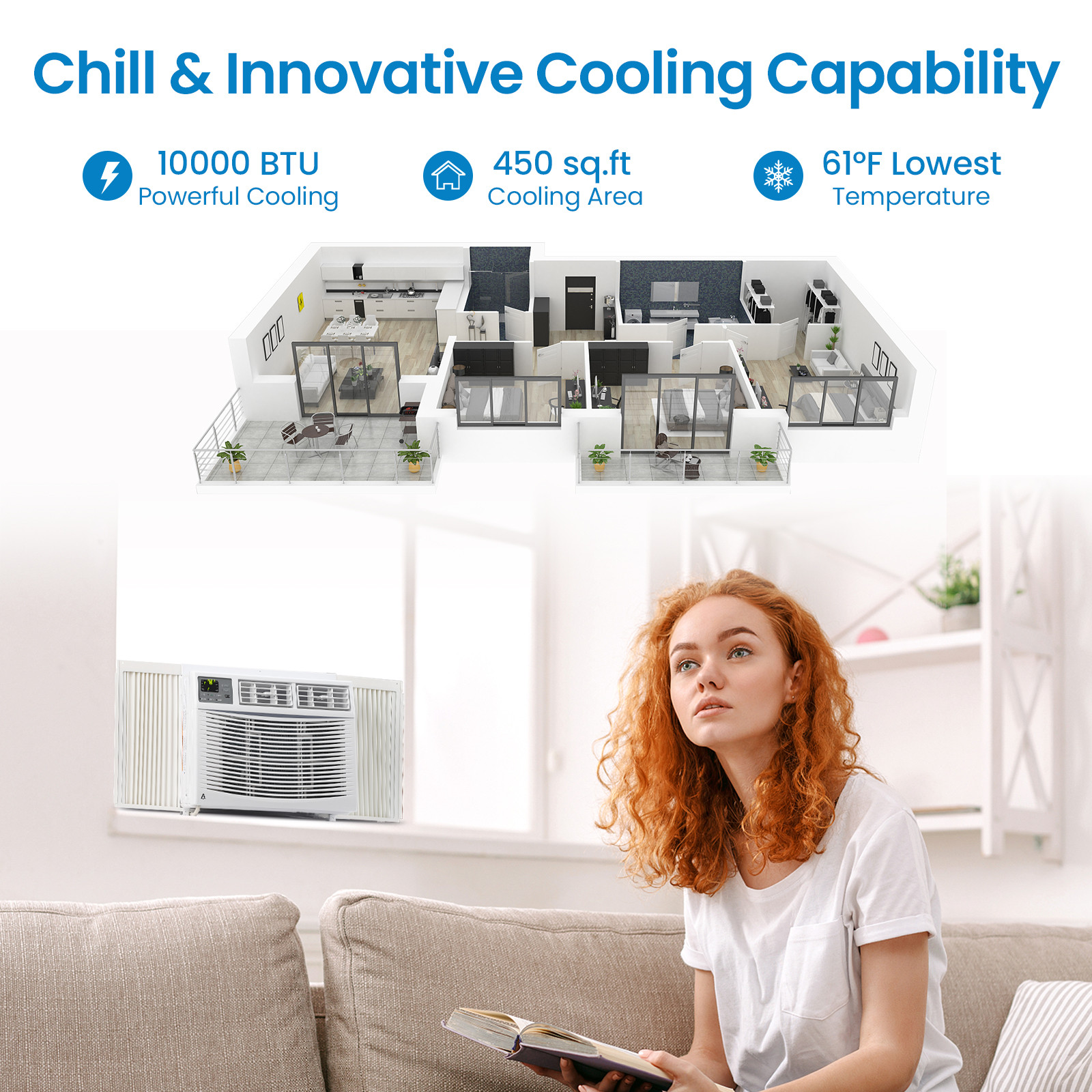 10,000BTU Window Air Conditioner Dry Cool for 450 Sq.Ft Remote/App Control
