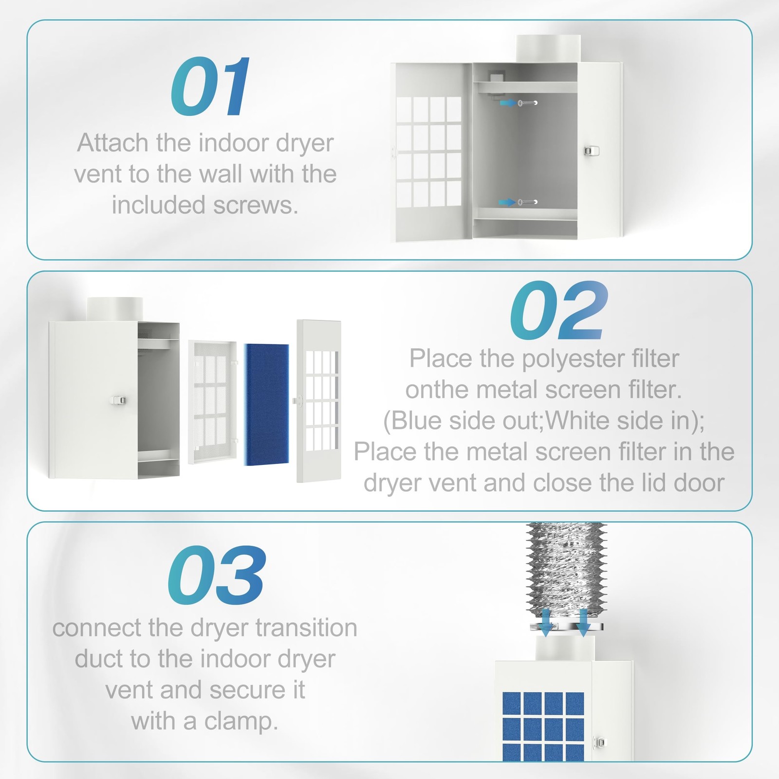 HOOMESUN Indoor Dryer Vent Kit, Dryer Vent Box for Electric Dryer, Safety Ven…
