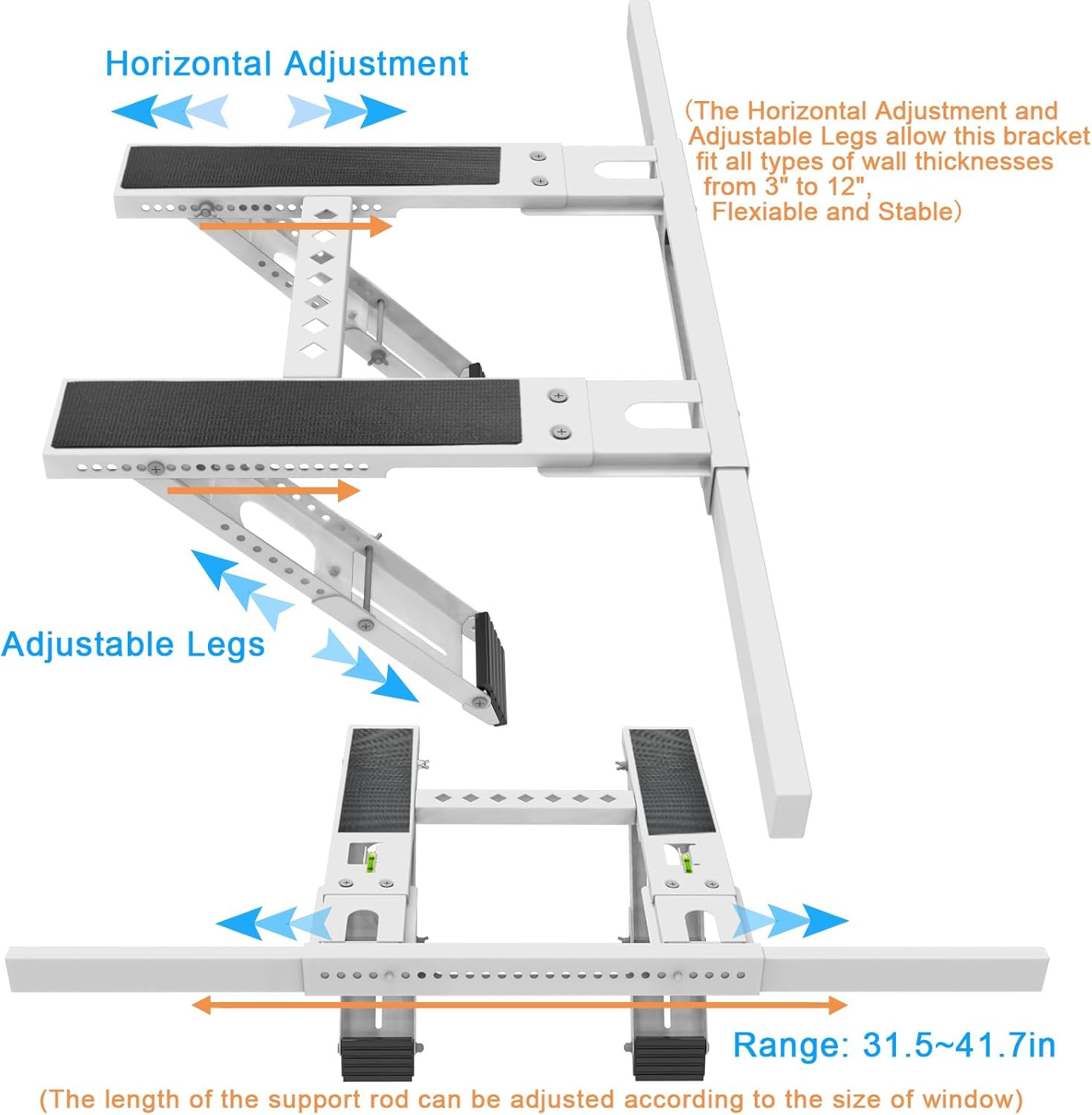 Universal Window Air Conditioner Support Bracket, No Drilling Heavy-Duty AC Wind