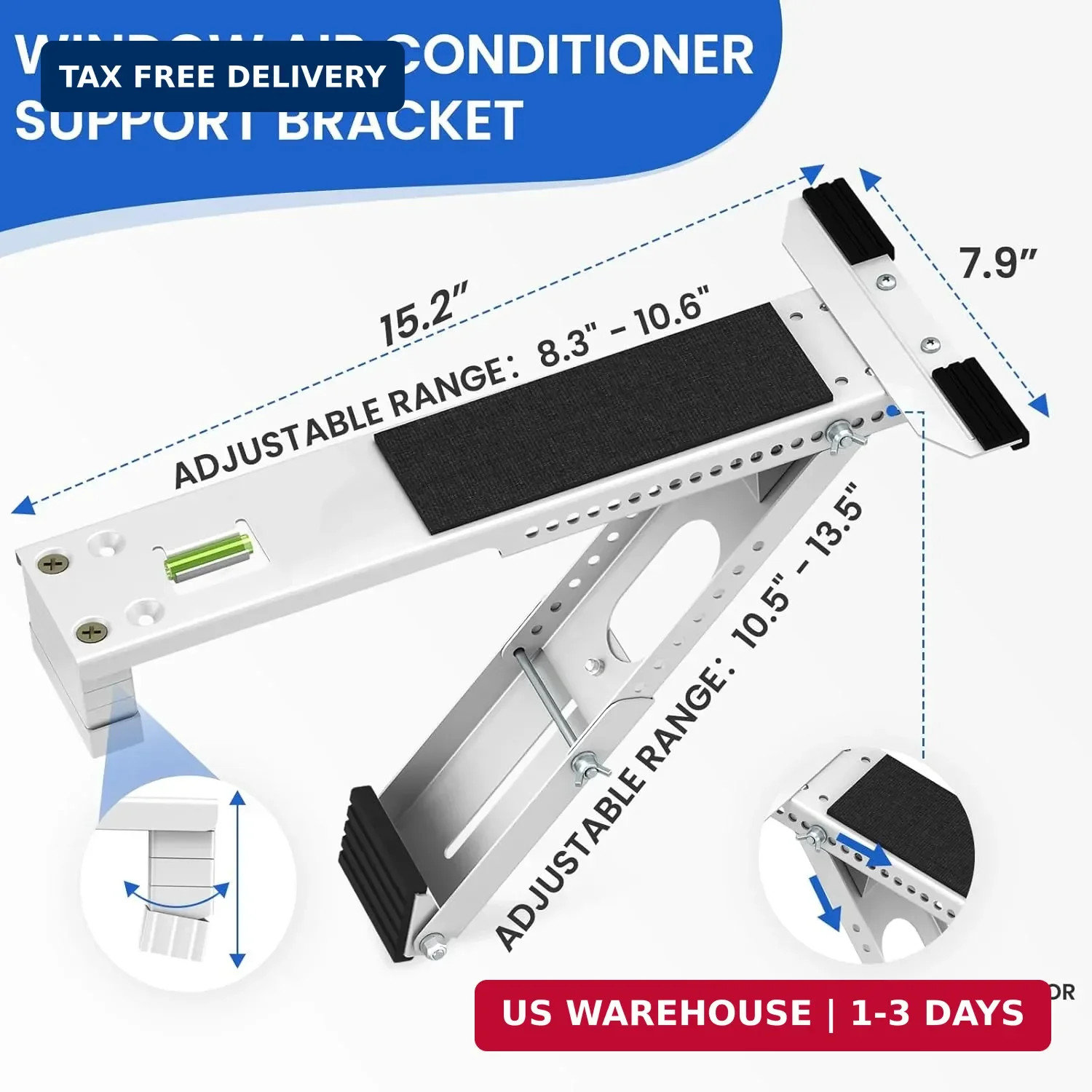 Heavy Duty Window Air Conditioner Support Bracket: Up to 165 lbs Support for 500