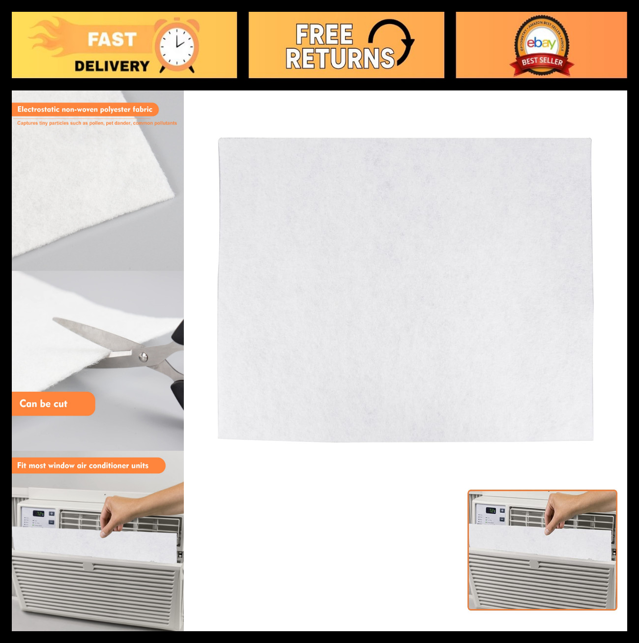 Universal Window Air Conditioner Filter Replacement 24&Prime;x15&Prime;x1/4&Prime; – Compatible Fi