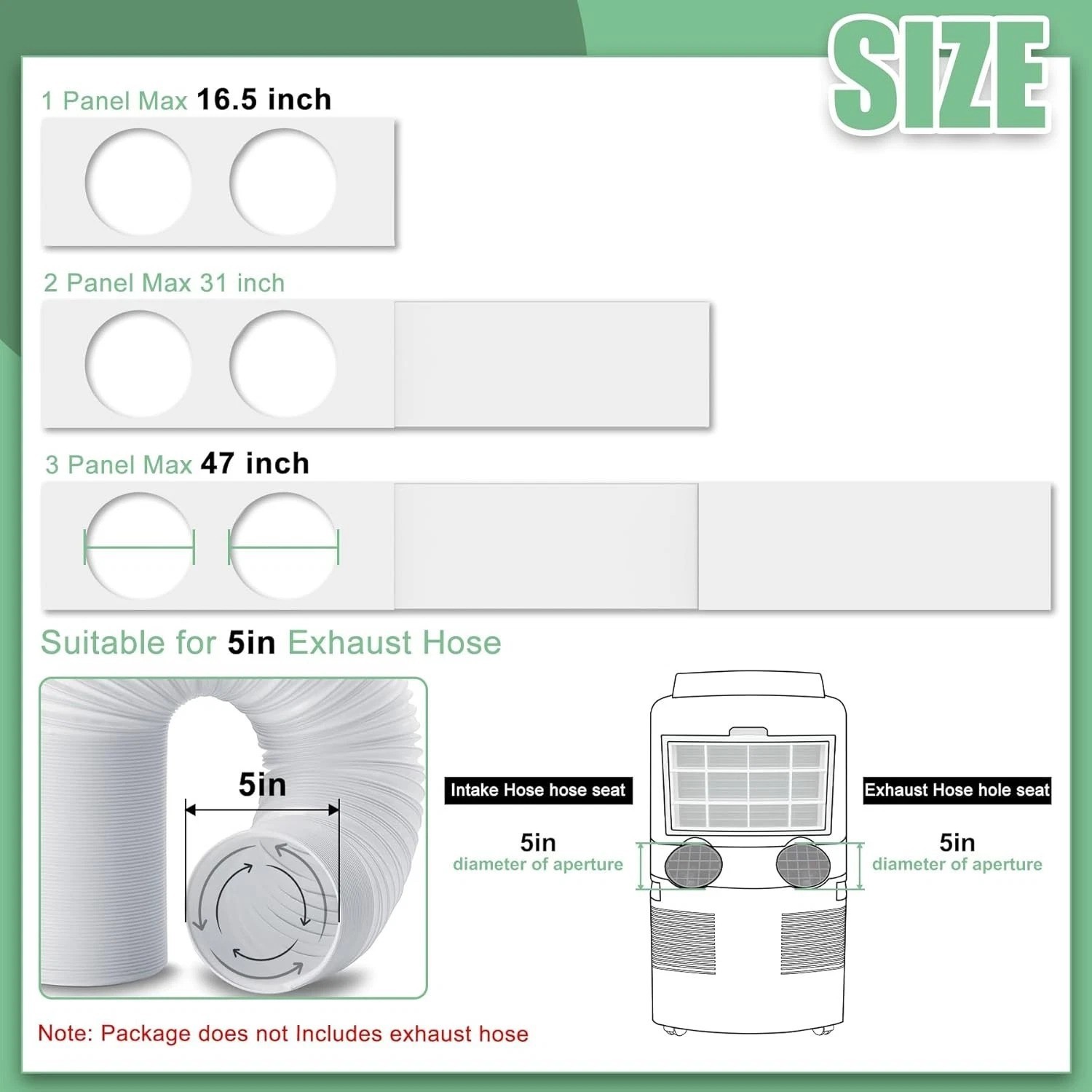 Dual Hose Portable Air Conditioner Window Seal Kit 5IN Diameter Adjustable