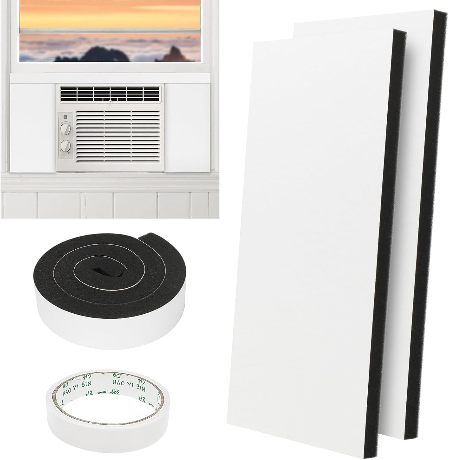 Window Air Conditioner Side Panels, 2 Pcs AC Side Surround Panel Kit Indoor | 17