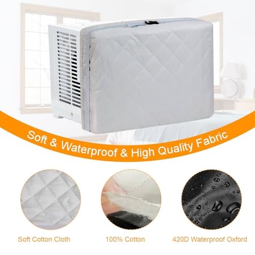 Demao Grey Indoor AC Cover with Cotton Padding – Keep Warm & 17&Prime;W×13&Prime;H×3.5&Prime;D