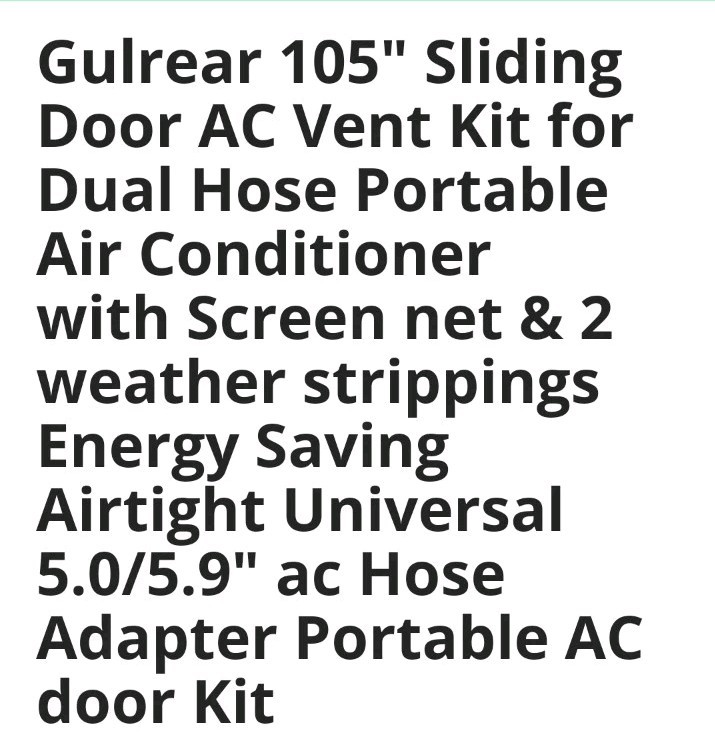 105&Prime; Sliding Door AC Vent Kit w 5.0  » / 5.9 Dual Hose Screen & Weather Stripping