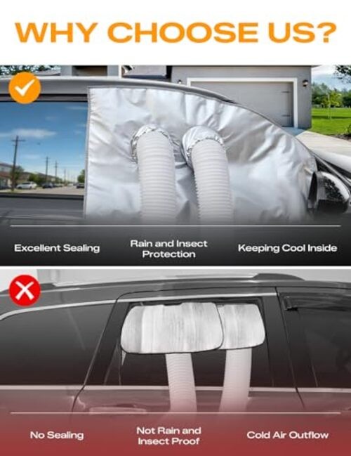 Portable Air Conditioner Window Kit – Car Window Vent Seal Kit for AC Air