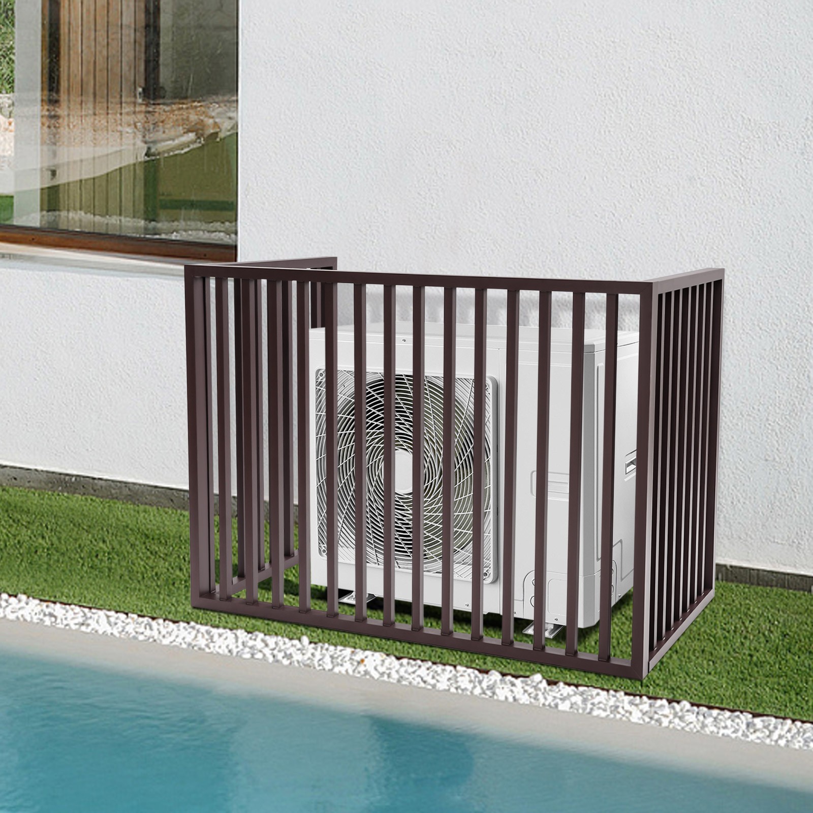 Air conditioning fence 2-3p, three sides 110x80x60- Brown