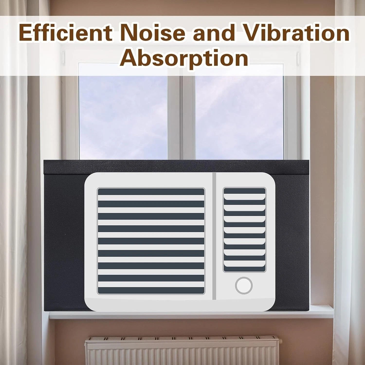 4 Pcs Window Ac Insulated Foam Panels with Seal Strip,Black | Fits Most 5000-…