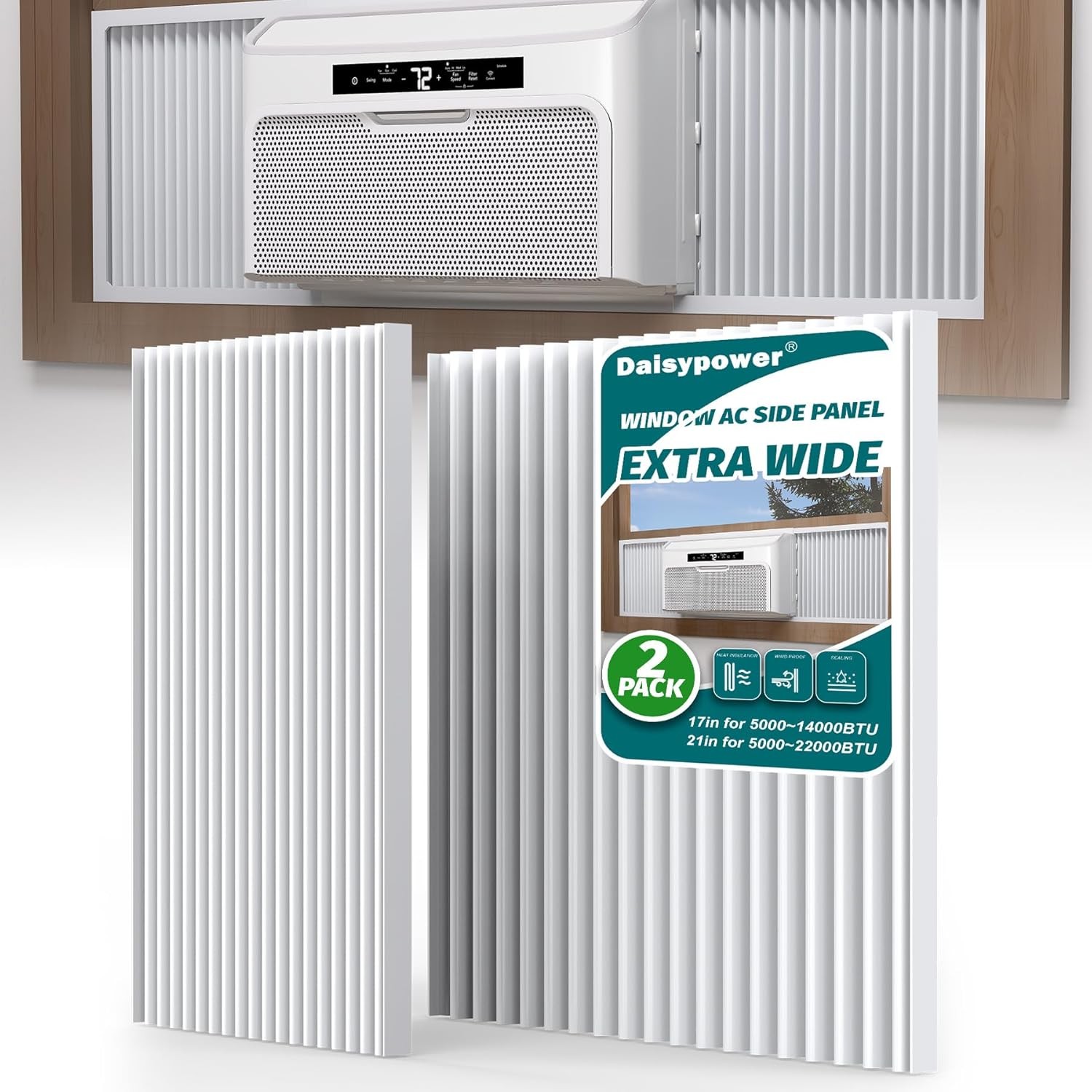 Window Air Conditioner Side Panels Curtain Kit Extendable Up to 19 1 4&Prime; Wide