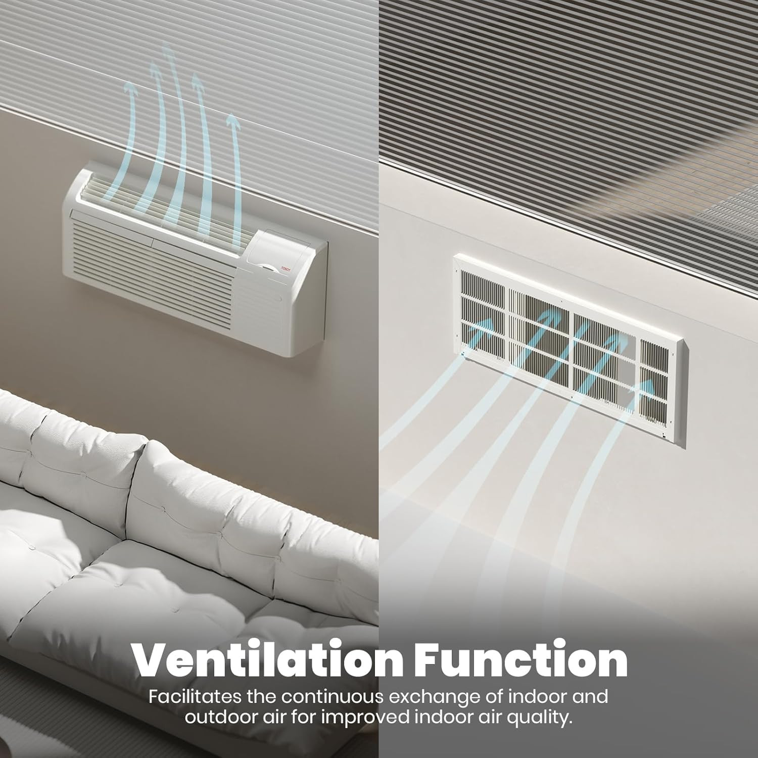 15,000 BTU PTAC Unit with Inverter Heat Pump & Electric Heater, 230V Energy Save