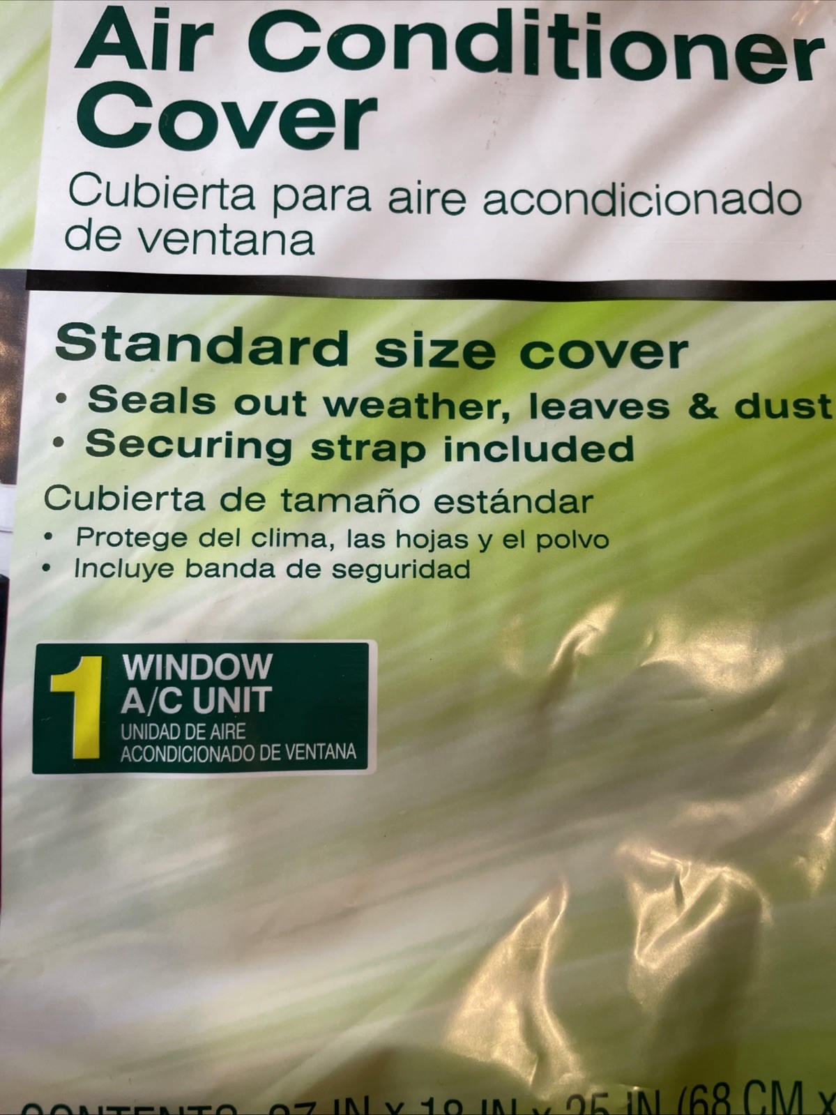 Duck Brand 18 in. x 27 in. Green Plastic Window Unit Air Conditioner Cover