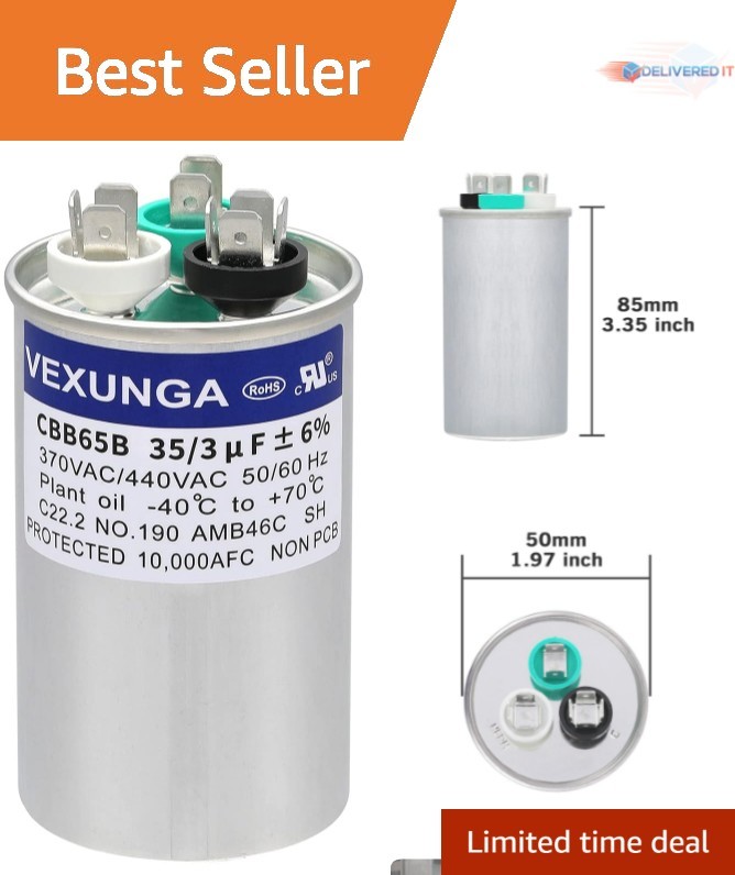 35+3 MFD 440VAC Dual Run Start Capacitor for AC Fans Compressors