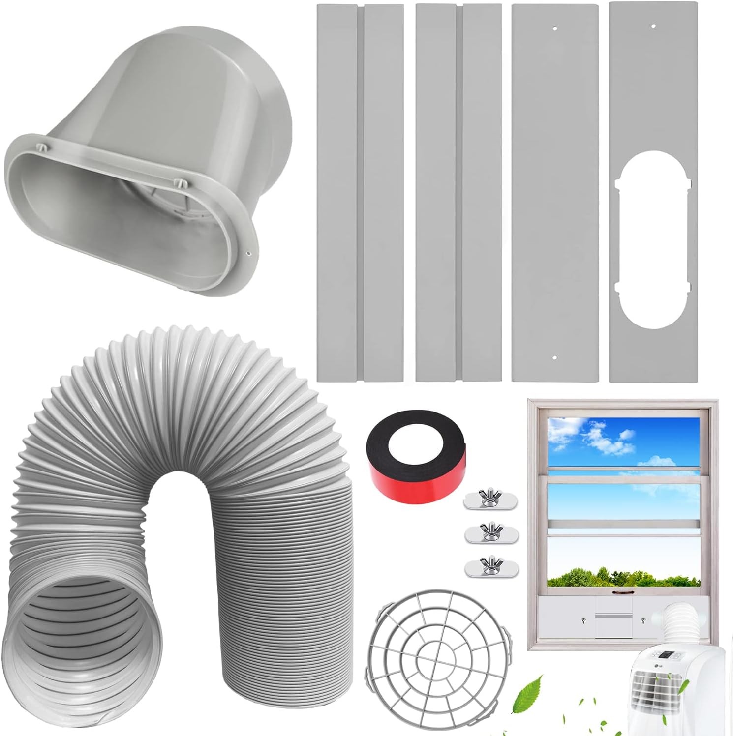 Portable AC Window Vent Kit Adjustable Vertical Horizontal Sliding Window Kit