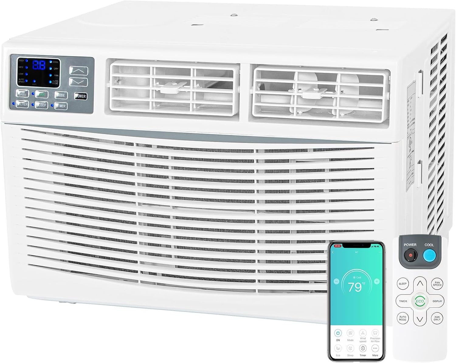 8,000 BTU Wifi Window Air Conditioner, Smart Window AC Unit with Remote, Energy