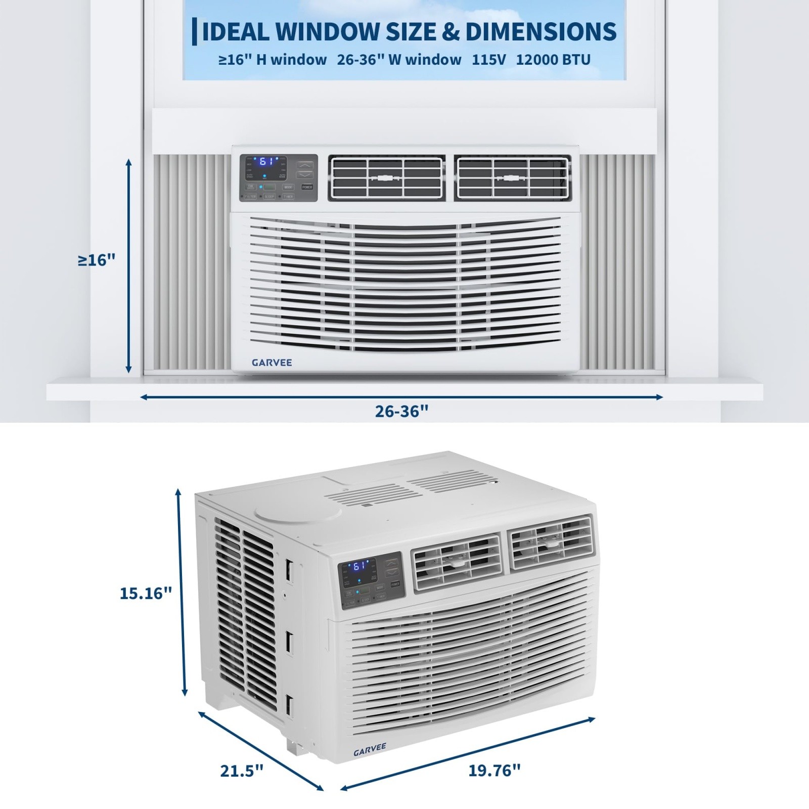 12000BTU Window Air Conditioner Unit W/Remote Control Cools Rooms Up to 550 SQFT