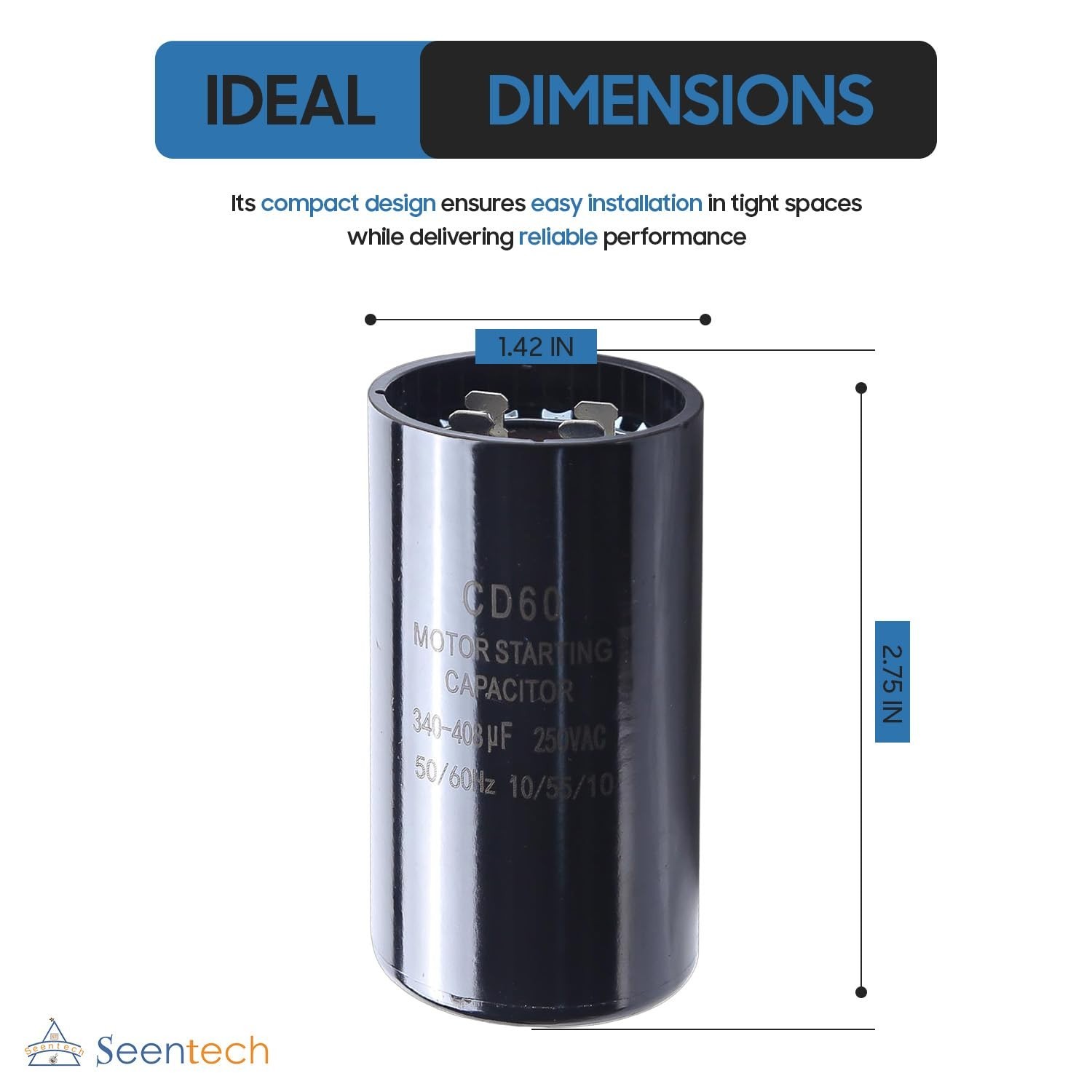 340-408 uf MFD Motor Start Capacitor 110-125V AC Electric Round Universal Repair