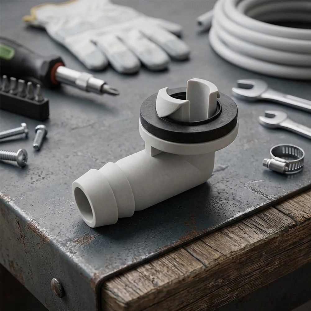 Plastic Air Conditioner AC Drain Hose Connector Elbow Fitting & Rubber Ring Kit