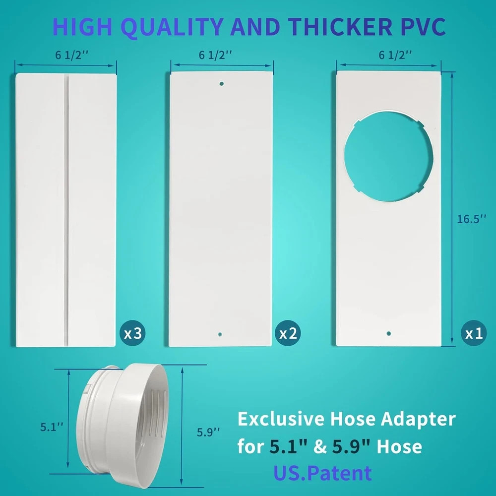 Portable Air Conditioner Sliding Door AC Vent Kit, Universal Adjustable PVC Balc