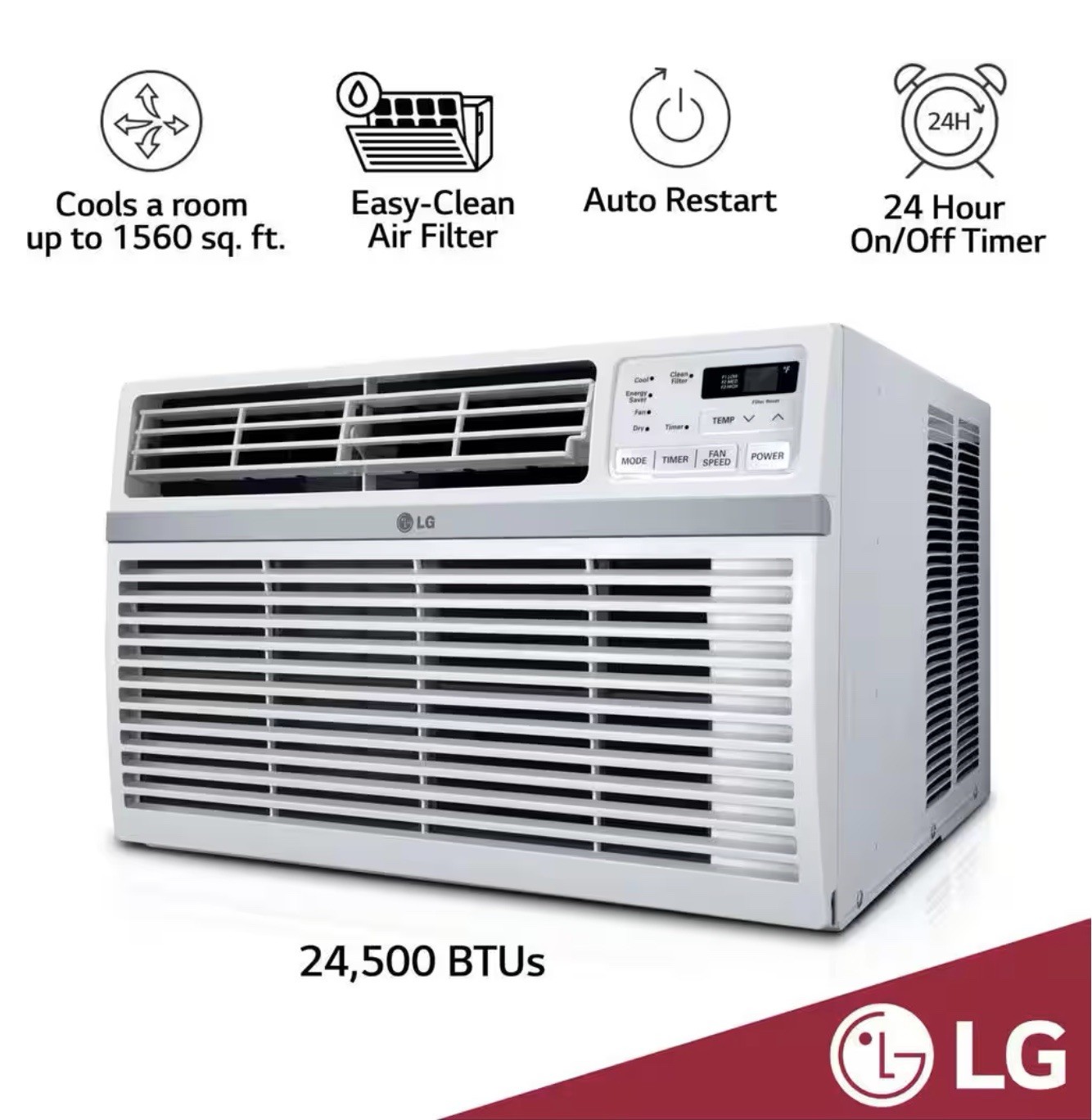 LG 24,500 BTU 230-Volt Window Air Conditioner with Remote in White Pickup ONLY