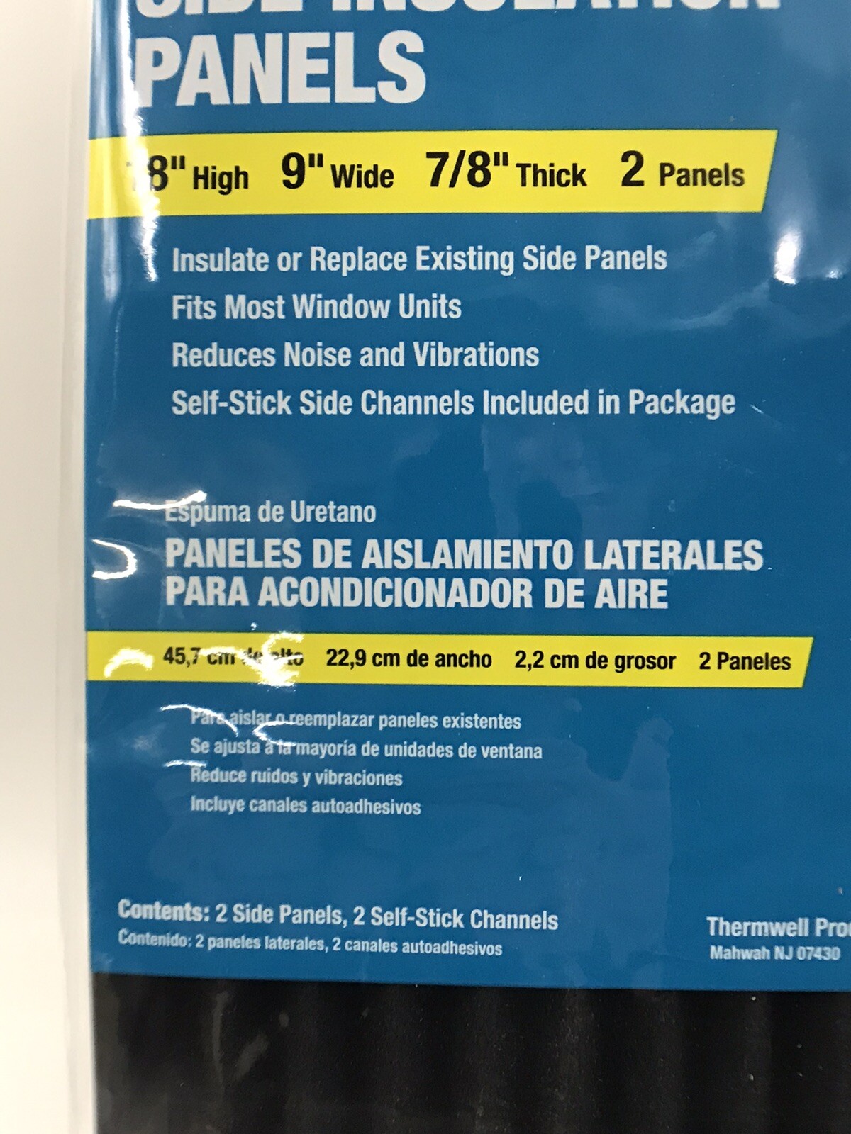 Window AC Foam Side Panel Kit 9x18x7/8 2-Pack Insulation Panels New AC14H
