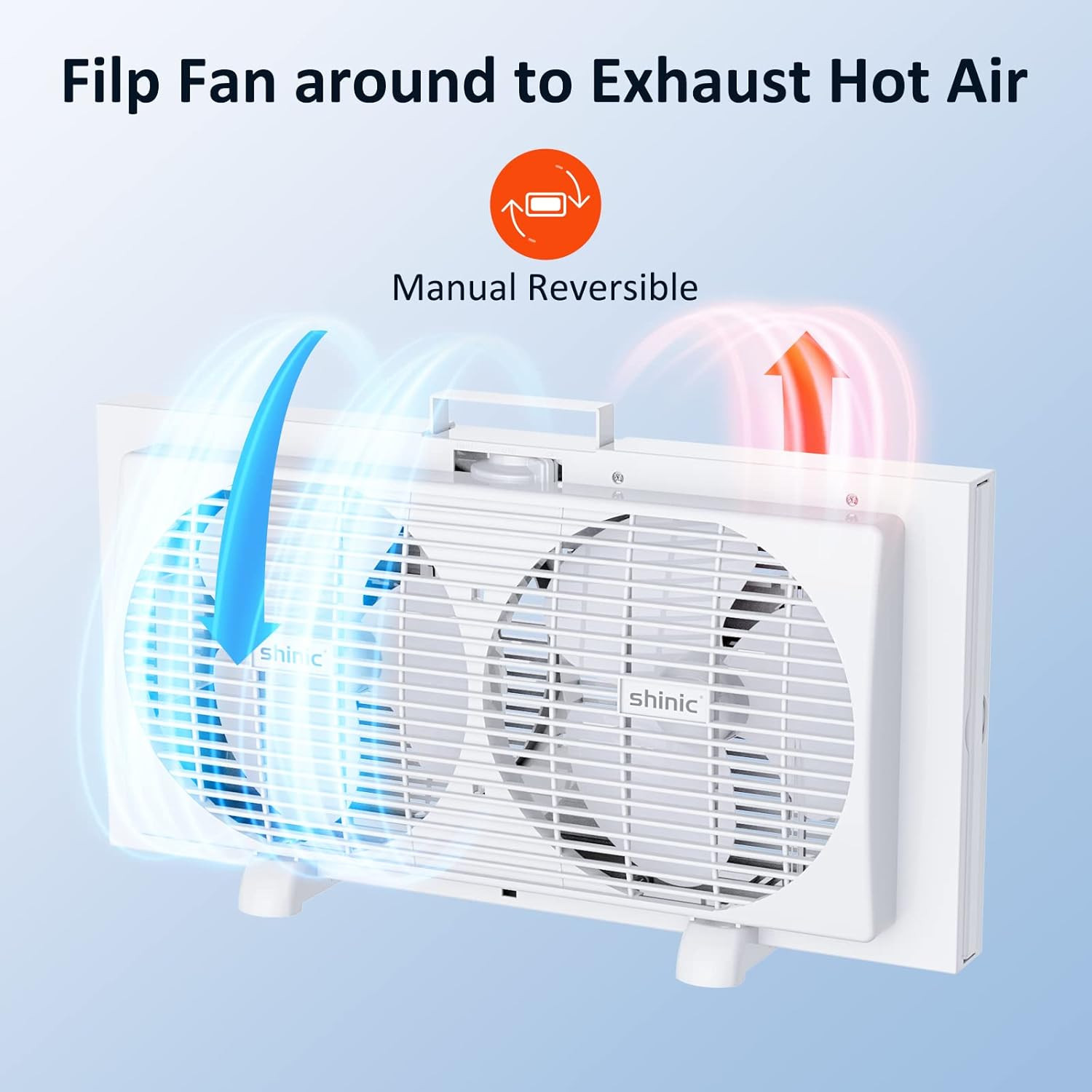 9&Prime; Dual Window Fan,Powerful Cooling,Easy Control,Fits 22&Prime;-33&Prime; | Twin Window Fan