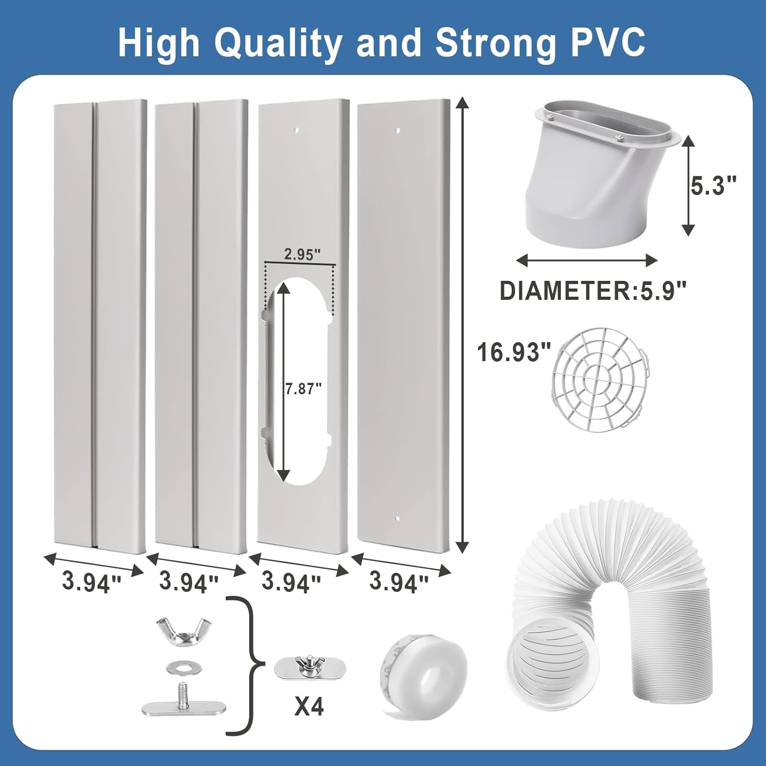 Portable AC Window Vent Kit, Adjustable Vertical/Horizontal Sliding Window Kit P