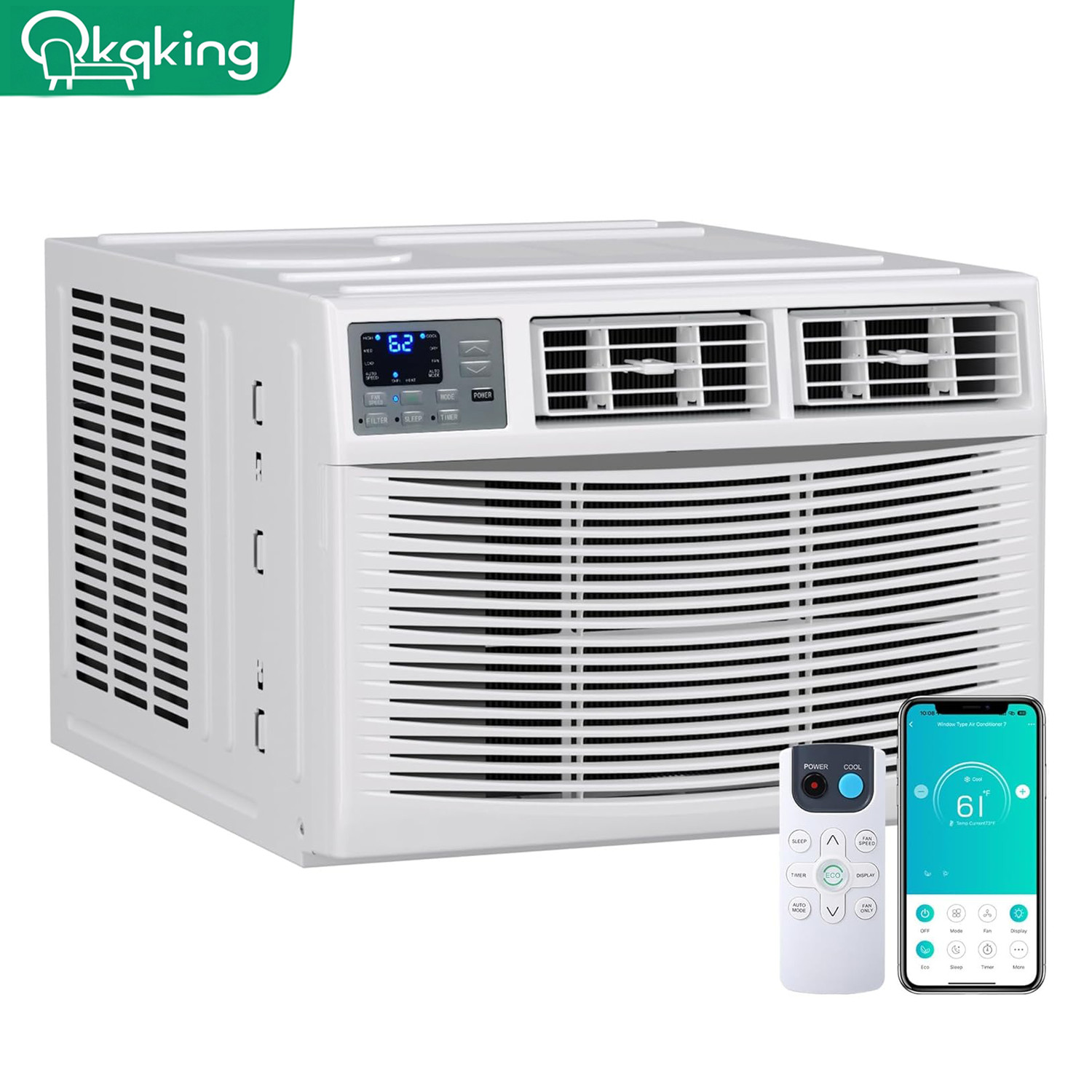 18000 BTU Window Air Conditioner 1000 Sq.Ft AC Cooler Heater Fan Dry App Control