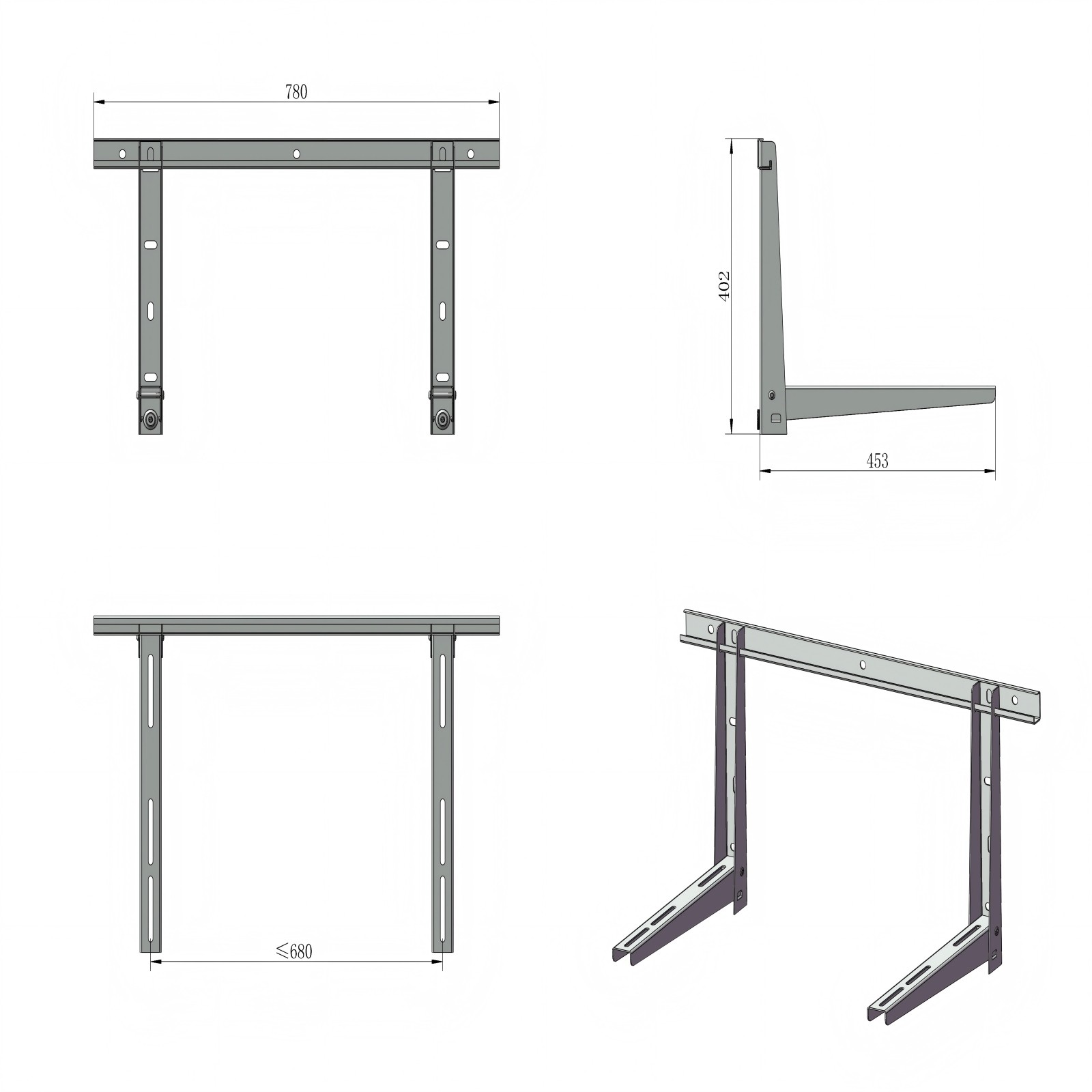 For Most Mini Split AC Wall Mount Bracket, Air Conditioner Support Guard 150lbs