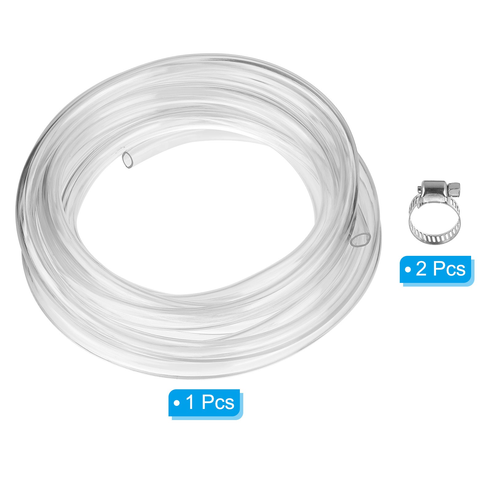 3/8&Prime; ID x 33/64&Prime; OD x 26 Ft Length Clear Vinyl Tubing with 2 Clamps