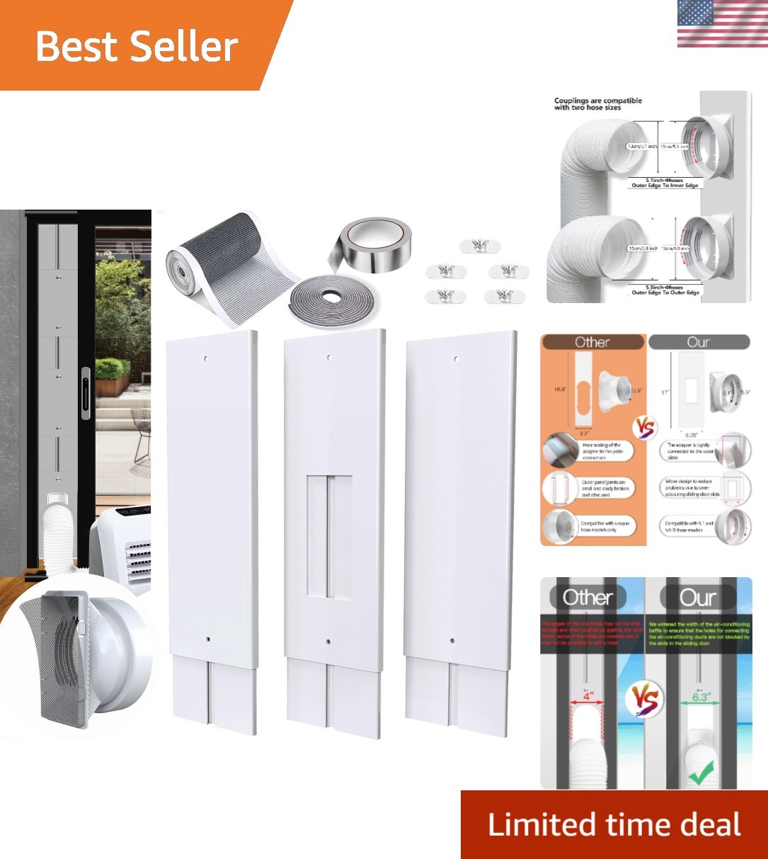 Eco-Friendly AC Sliding Door Exhaust Kit – Effortless Installation & Sealing