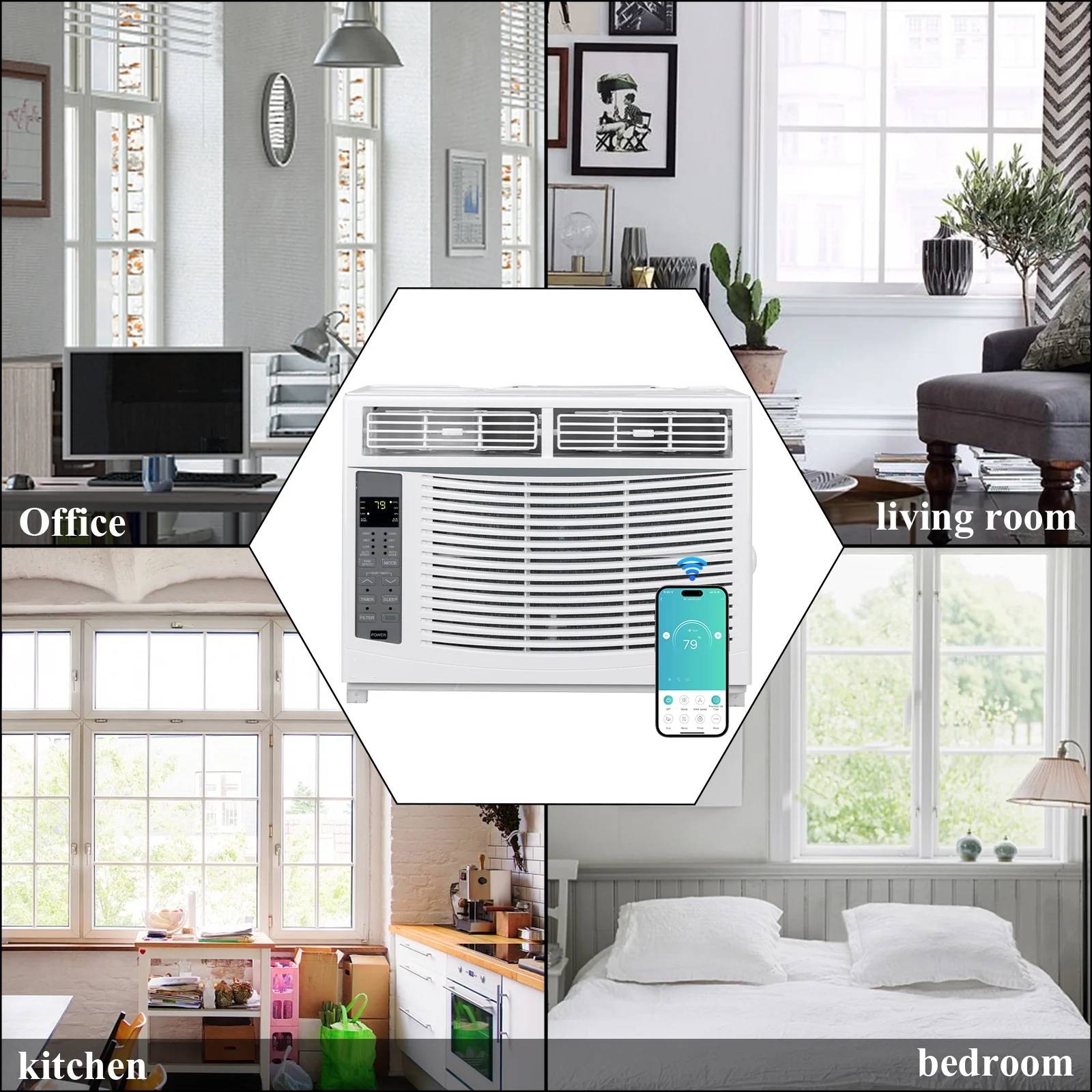 6000 BTU Window Air Conditioner Energy Saving, Efficient Cooling Up to 250sp.ft