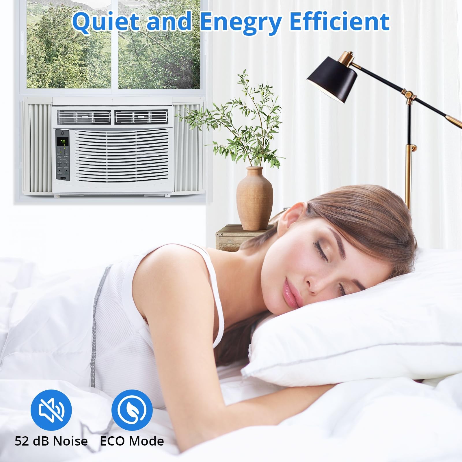 Window Air Conditioner 6000 BTU Remote Control Cools 350 Sq Ft Sleep Mode