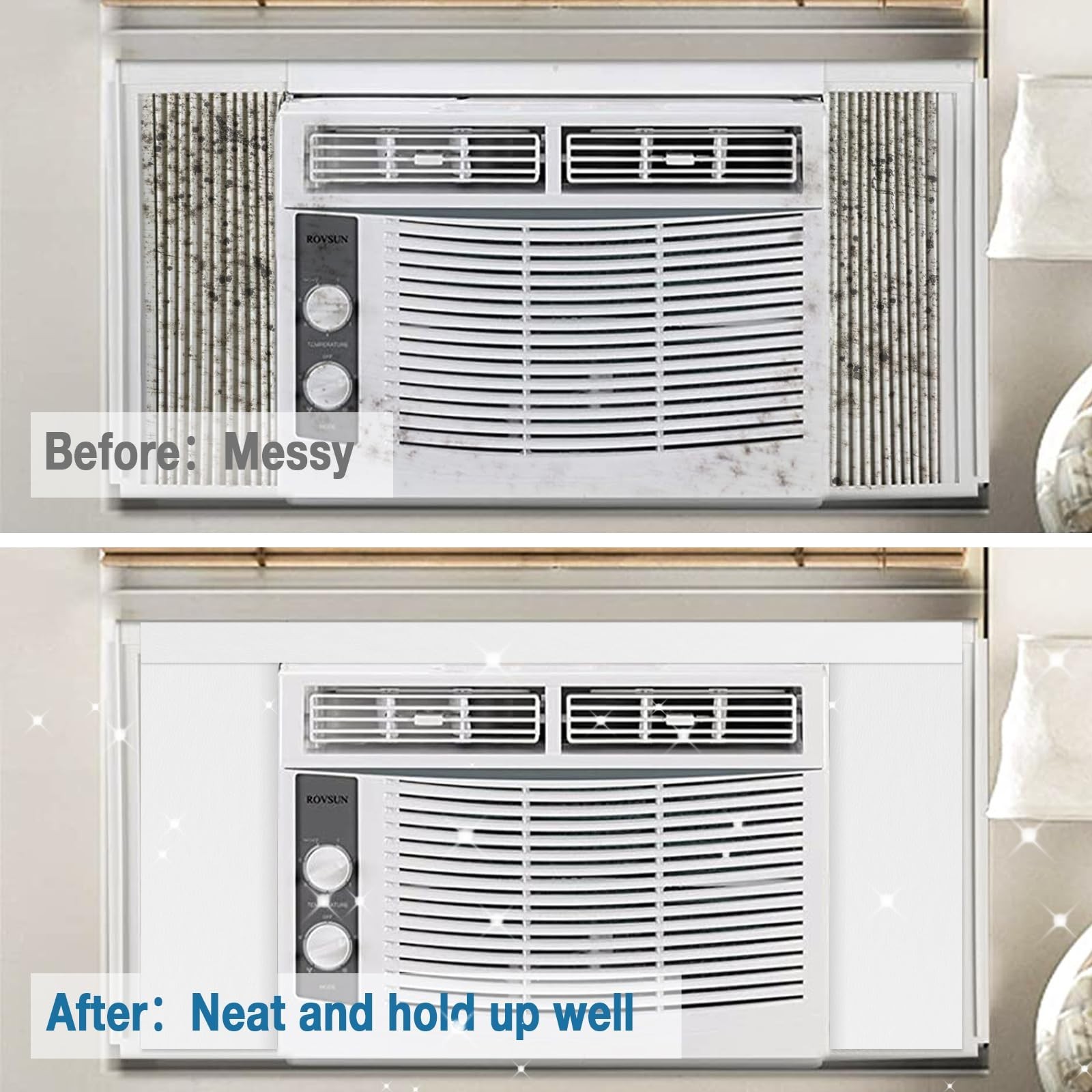 Insulated Window Air Conditioner Foam Side Panels – 2 Pcs AC Kit, Easy Install,