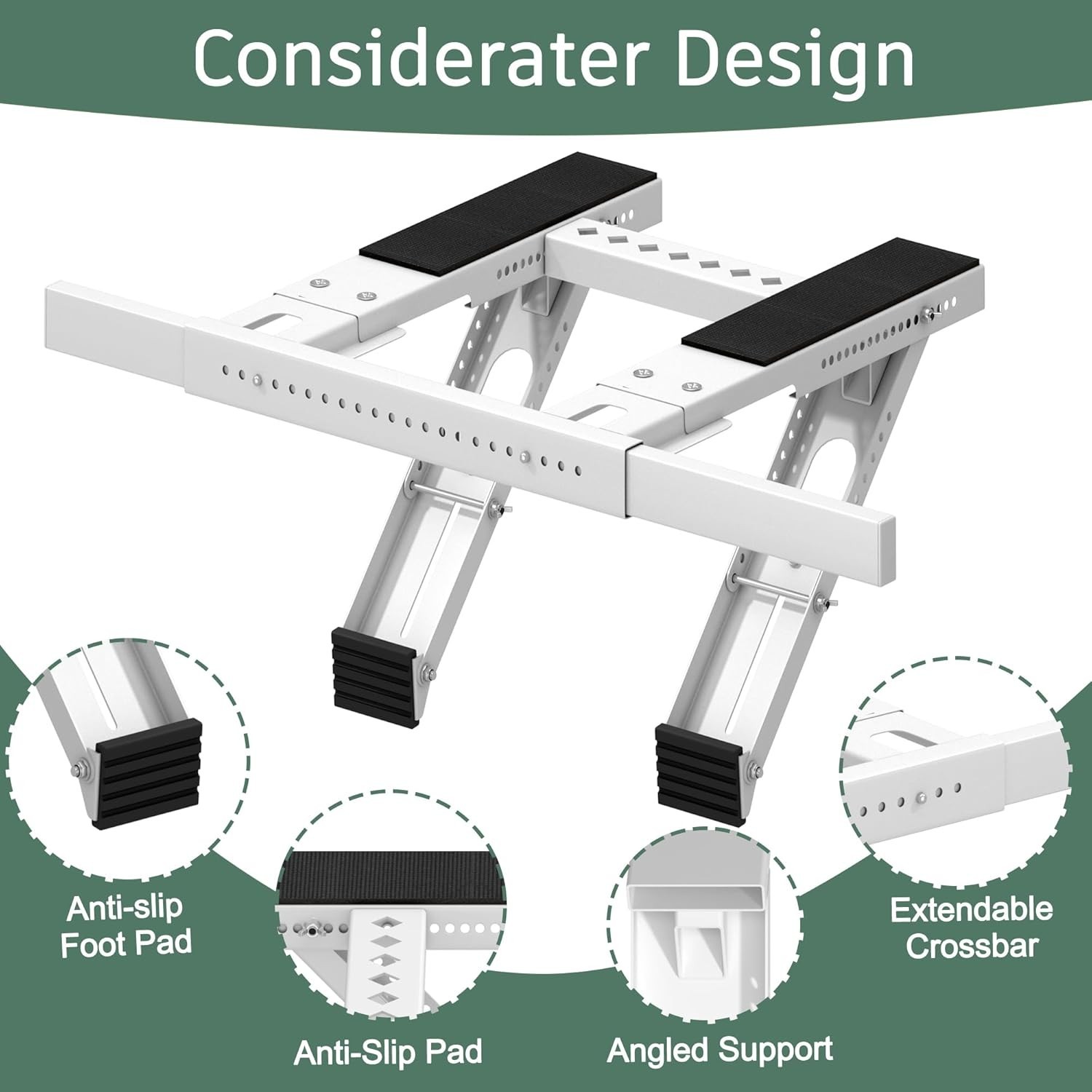 No-Drill 300 lbs Window AC Bracket with Anti-Slip Pads for Secure Installation