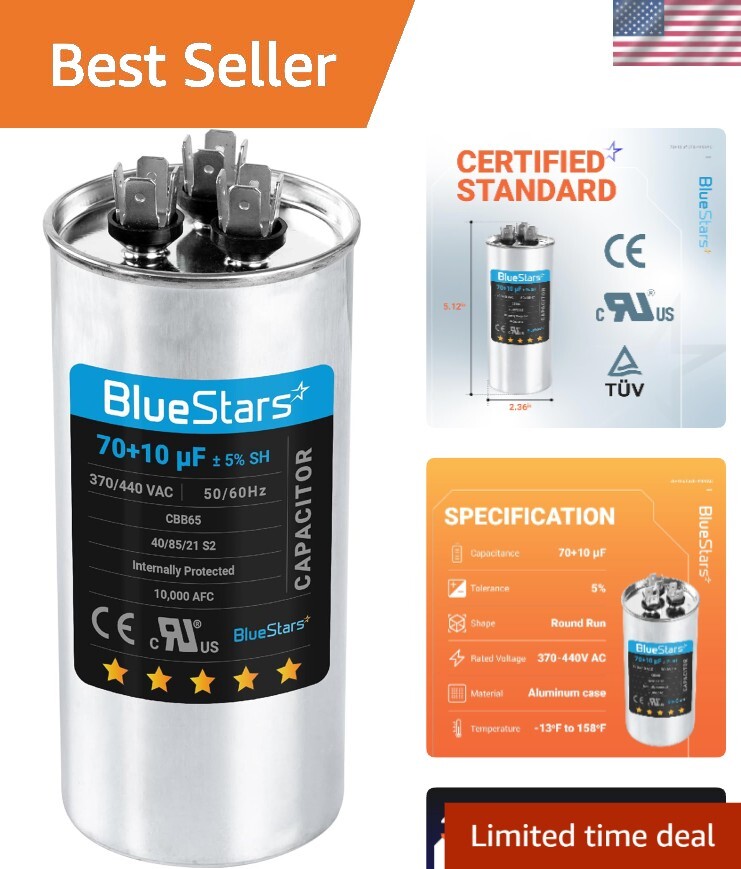 High-Quality 70+10 µF Dual Run Capacitor for AC Units – Easy DIY Solution