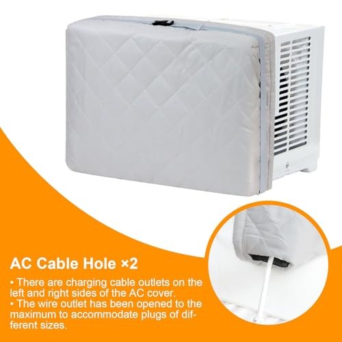 Demao Grey Indoor AC Cover with Cotton Padding – Keep Warm & 17&Prime;W×13&Prime;H×3.5&Prime;D