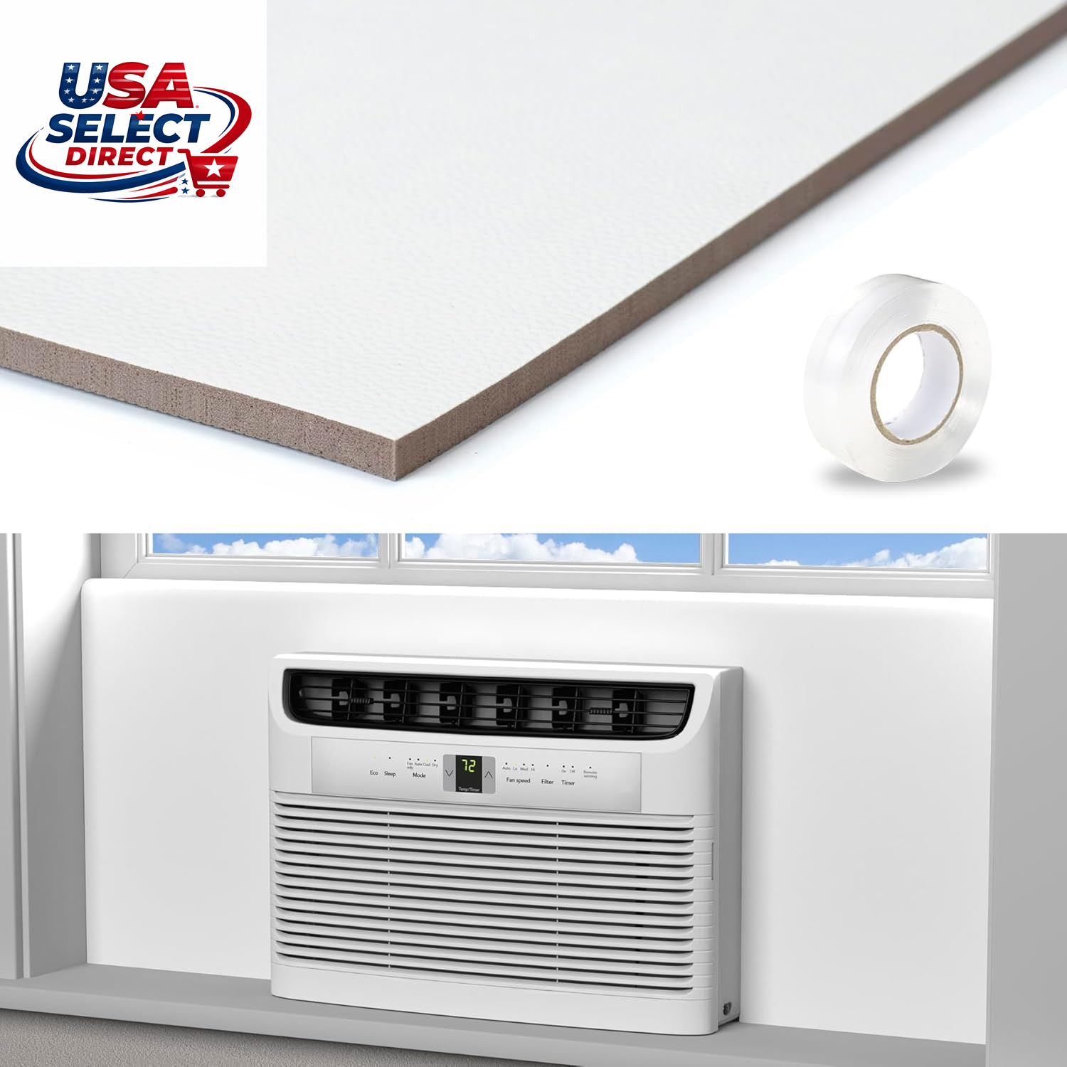 Window Air Conditioner Side Panels Foam Insulation Cover – White