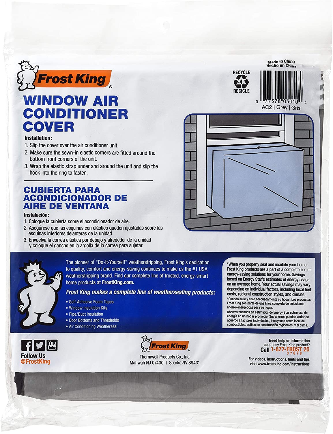 THERMWELL AC2H Air Conditioner Cover, 18 by 27 by 16-Inch, Silver