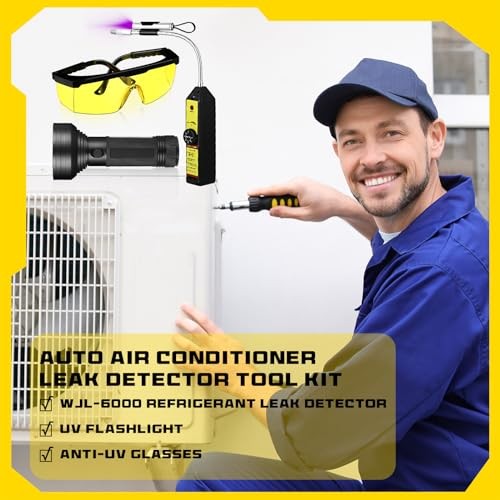 Glooglitter Ac Leak Detector Kit Tool Wjl-6000 68 LED Uv Flashlight Yellow
